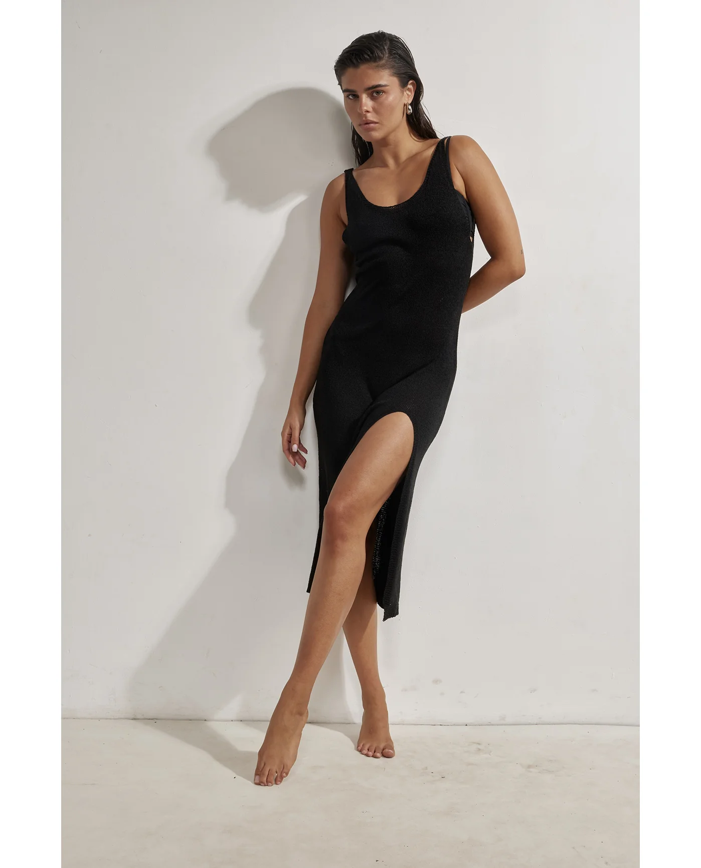 Naama Sleeveless Crochet Dress Cover-Up-Black - Image 4