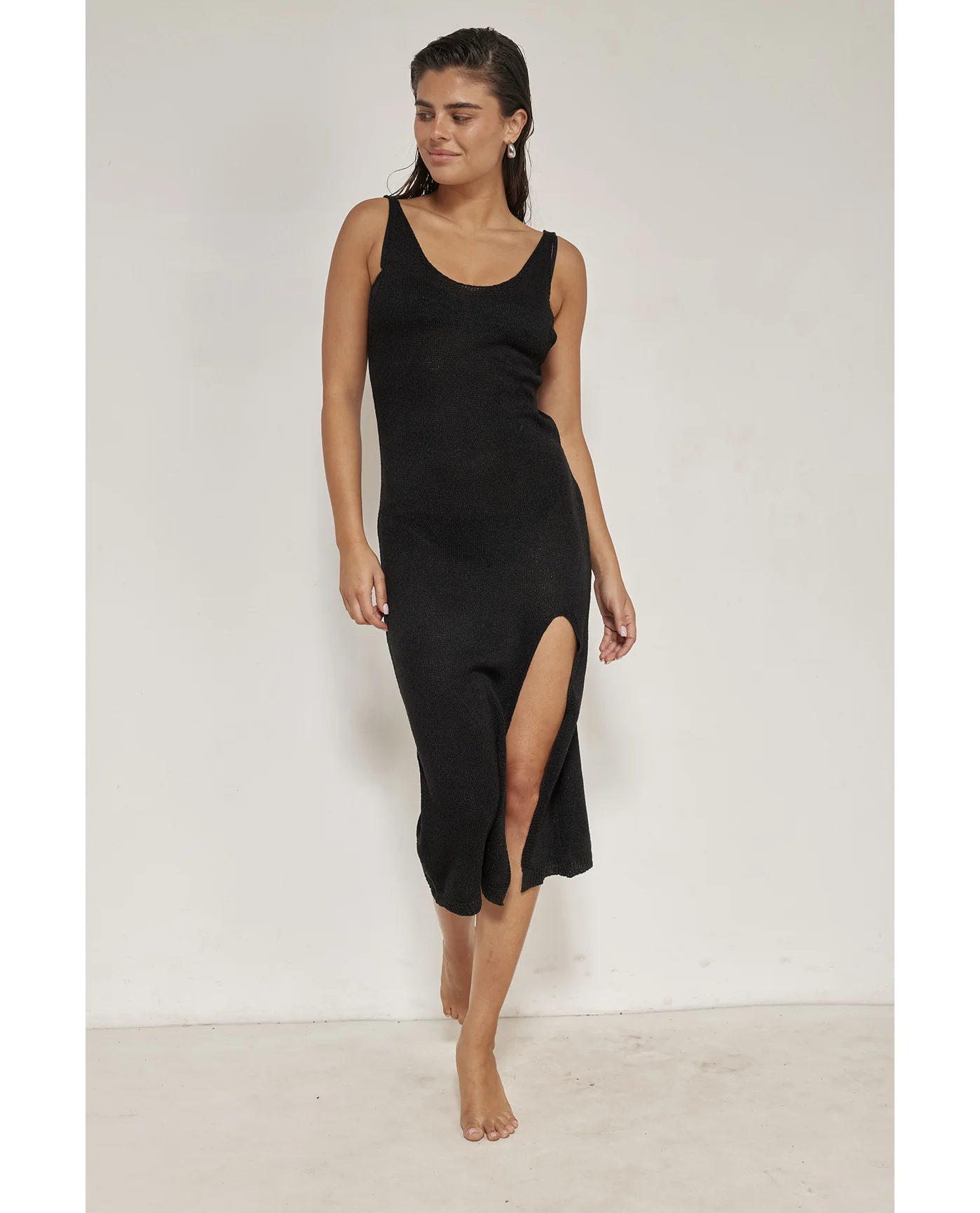 Naama Sleeveless Crochet Dress Cover-Up-Black - Image 5