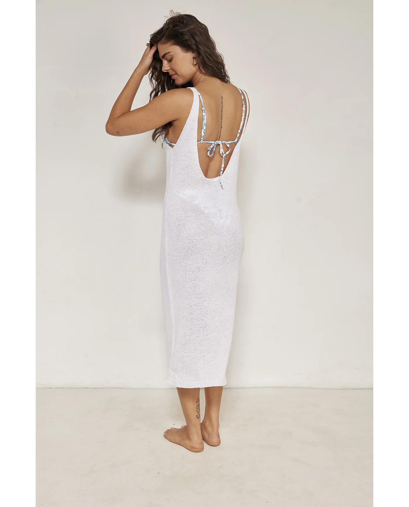Naama Sleeveless Crochet Dress Cover-Up-White - Image 2