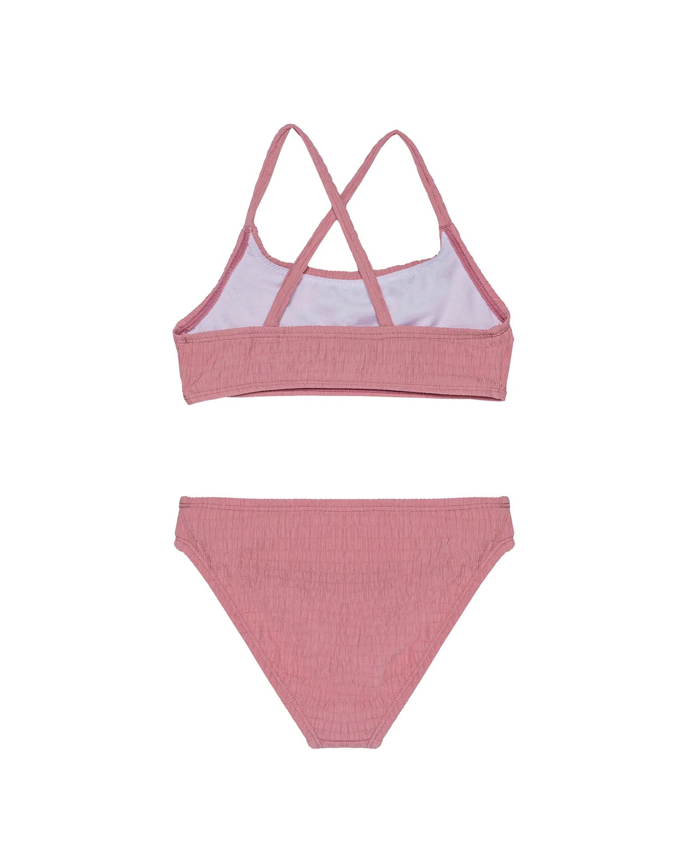 Neapolitan Textured Criss Cross Strap Swim Set-Pink - Image 2