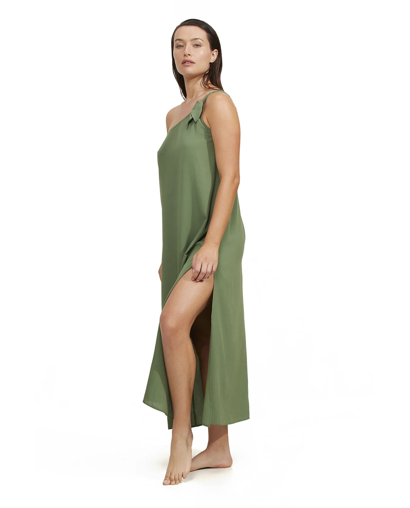 One Shoulder Sarong Style Maxi Dress Cover Up - Image 3