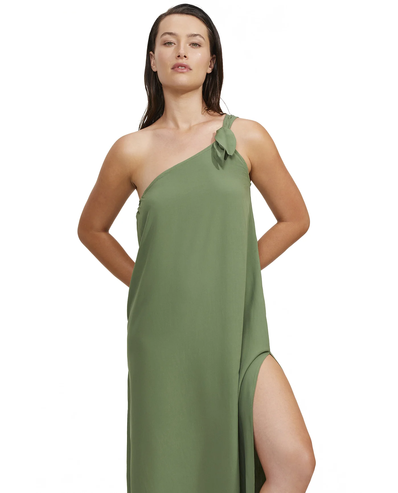 One Shoulder Sarong Style Maxi Dress Cover Up - Image 4