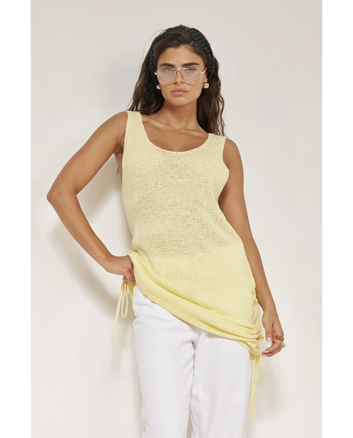 Orchid Sleeveless Crochet Dress Cover-Up-Light Yellow - Image 4