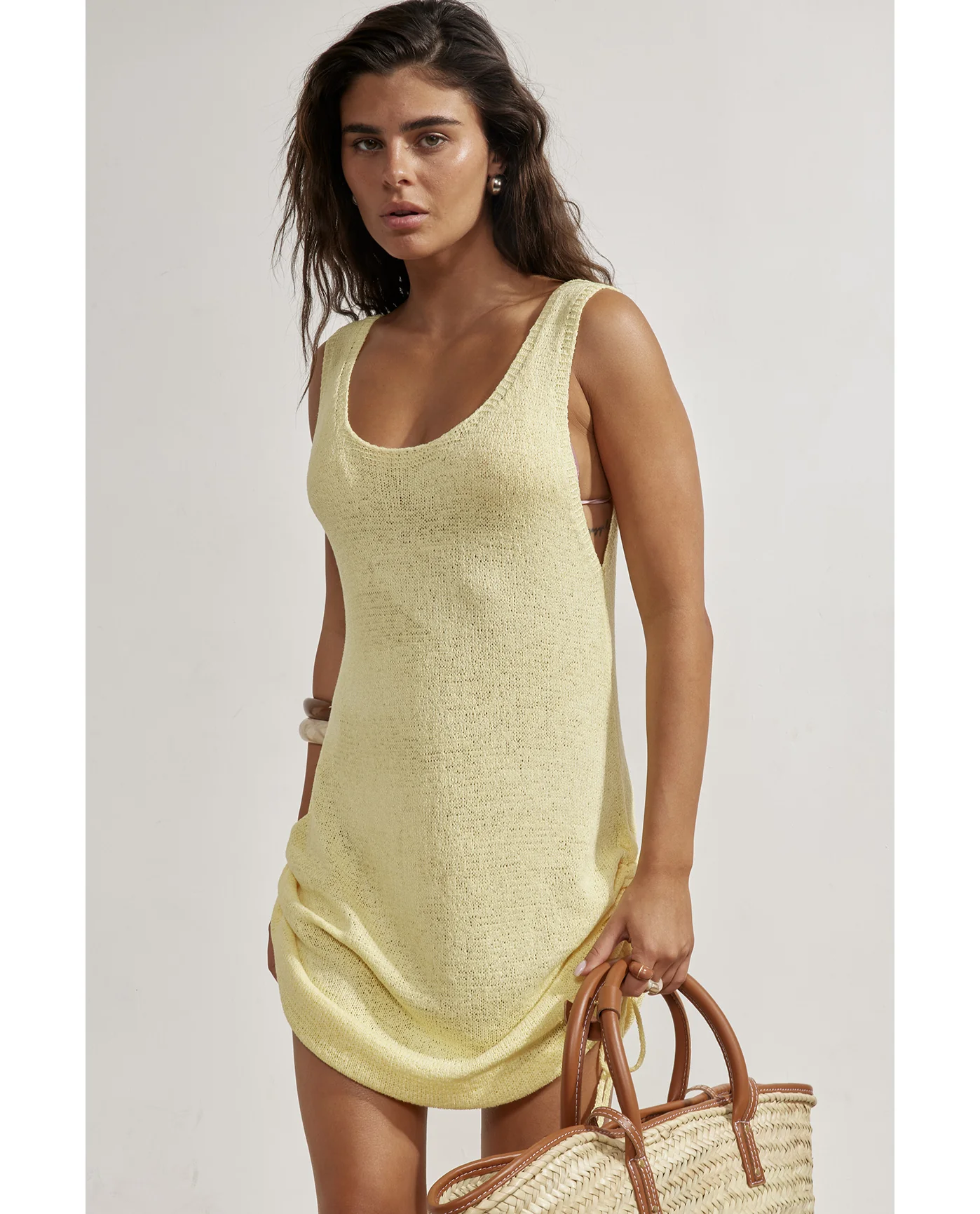 Orchid Sleeveless Crochet Dress Cover-Up-Light Yellow - Image 5