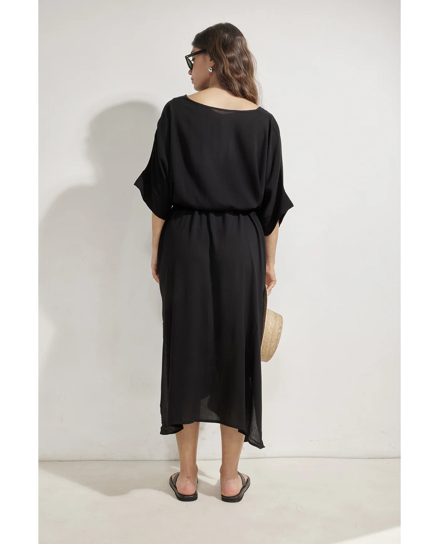 Perfect V-Neck Tunic Cover-Up-Black - Image 2