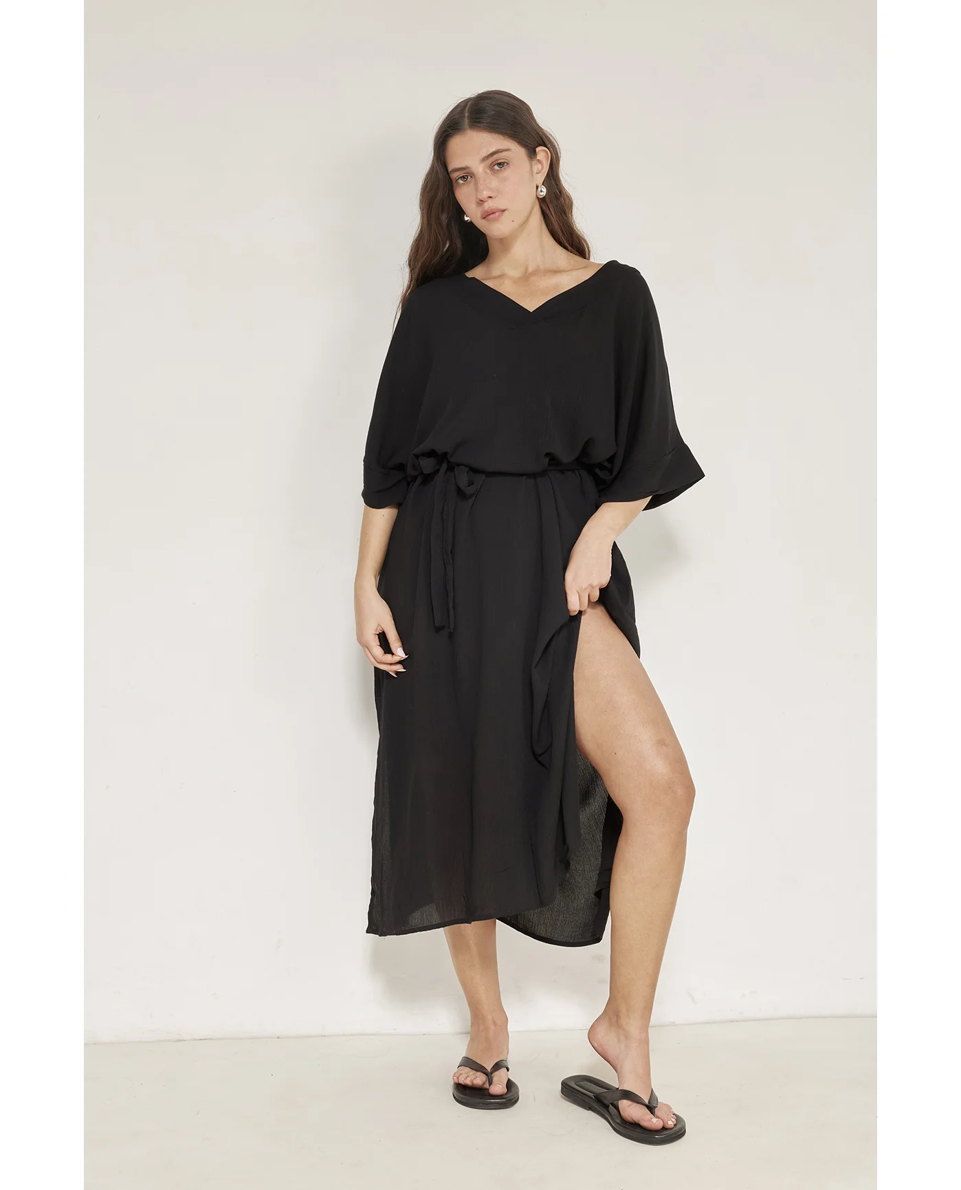 Perfect V-Neck Tunic Cover-Up-Black - Image 5