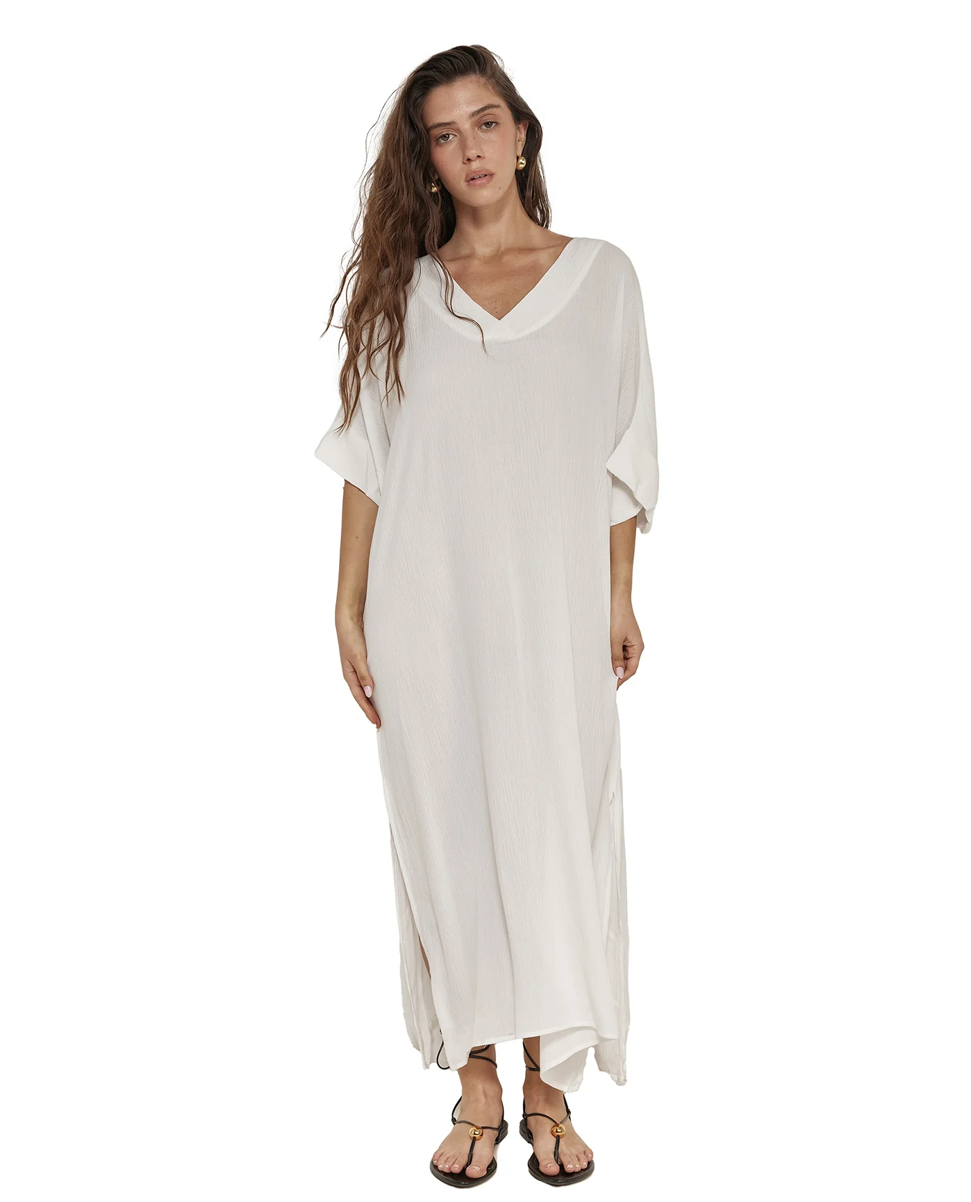 Perfect V-Neck Tunic Cover-Up-White