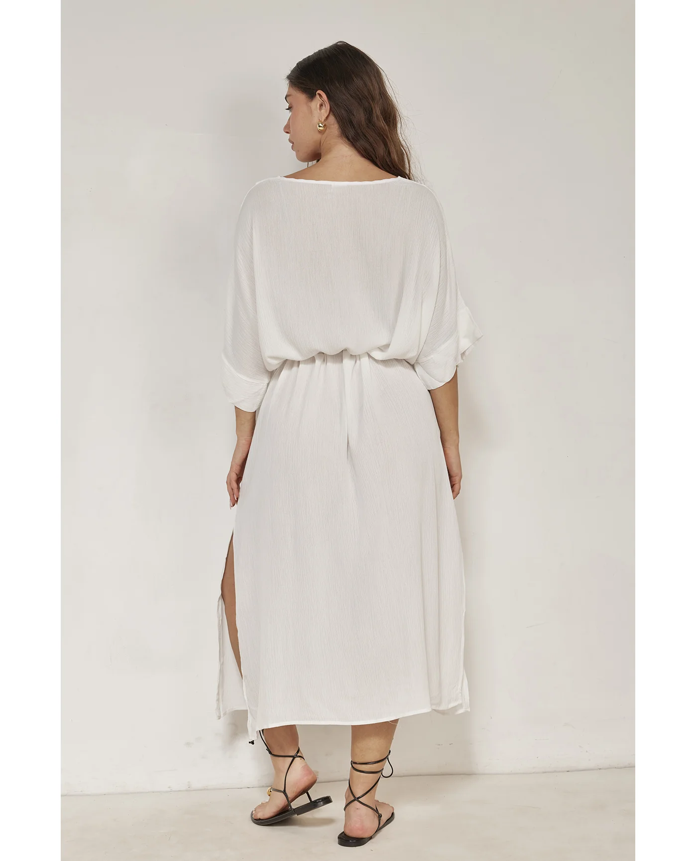 Perfect V-Neck Tunic Cover-Up-White - Image 2