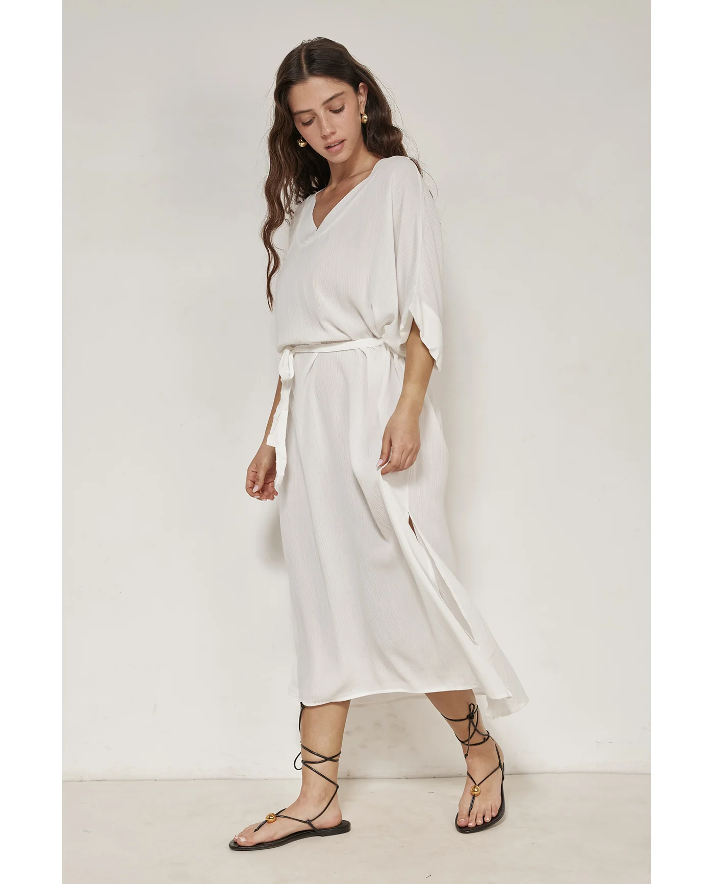 Perfect V-Neck Tunic Cover-Up-White - Image 4
