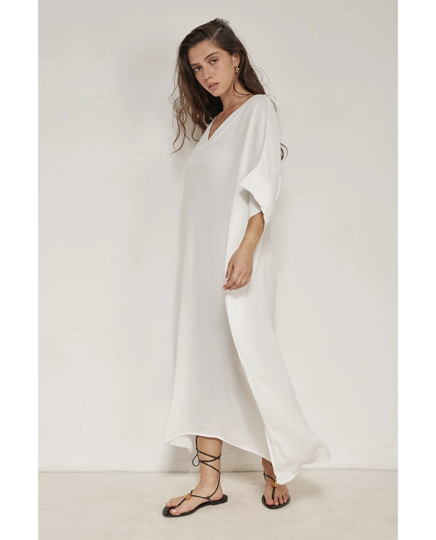 Perfect V-Neck Tunic Cover-Up-White - Image 5