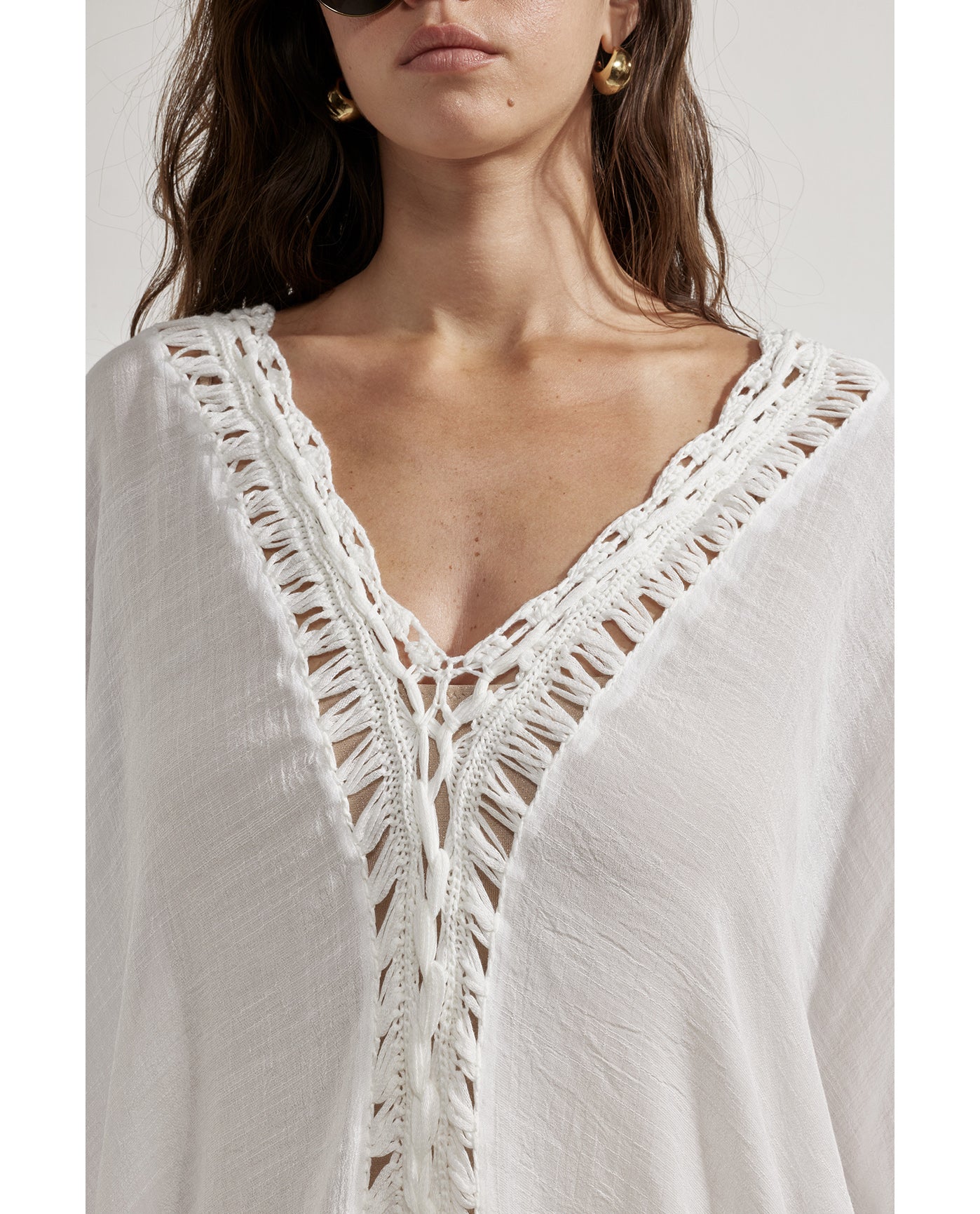 Perfect V-Neck Tunic Cover-Up-White - Image 6