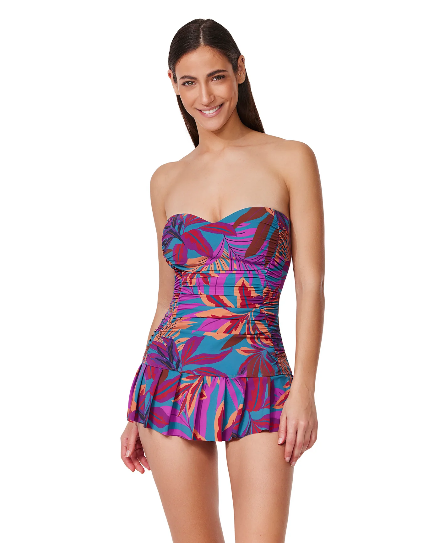 Plantopia Bandeau Swimdress    -Multi teal