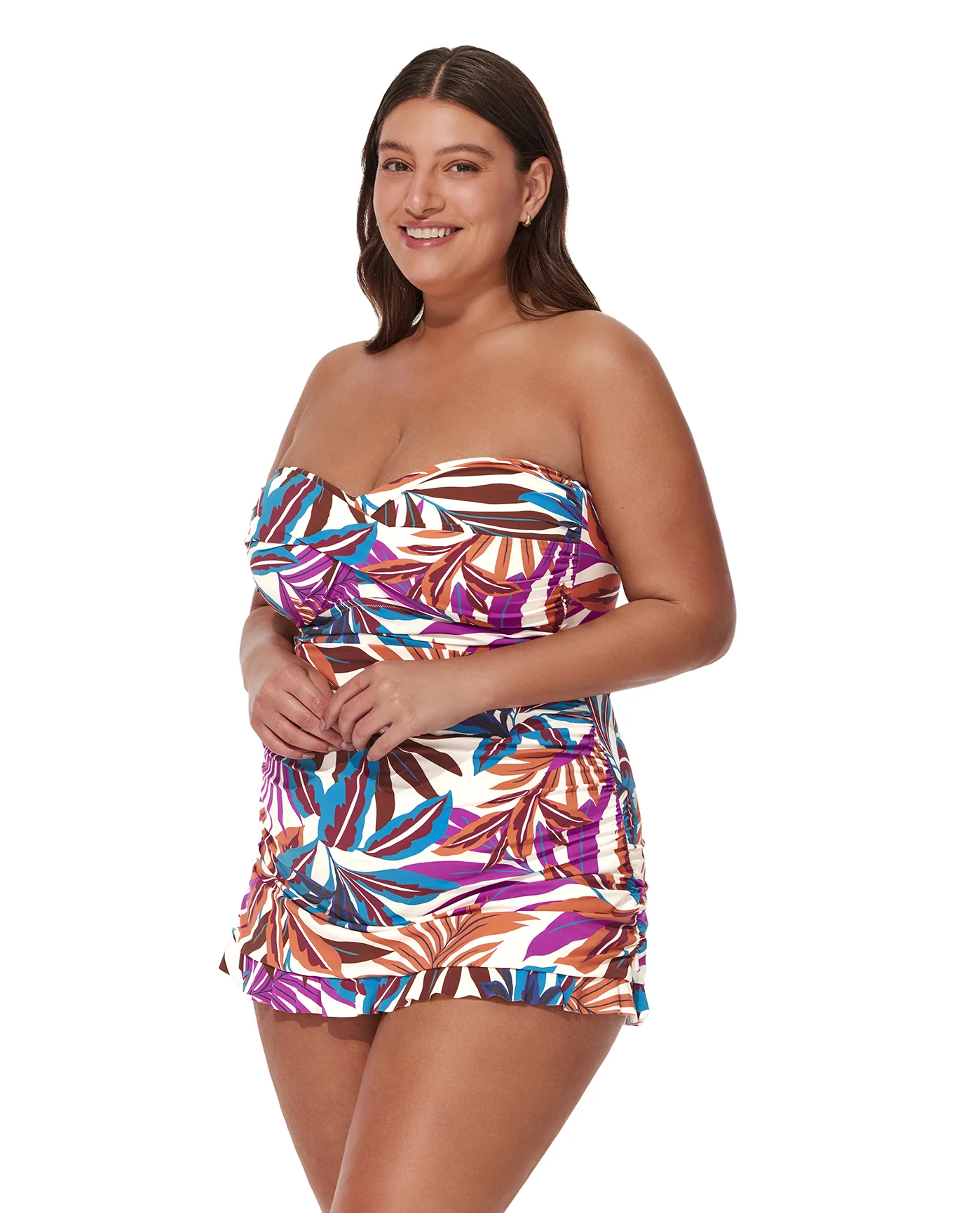Plantopia Plus Size Bandeau Swimdress-Multi - Image 4
