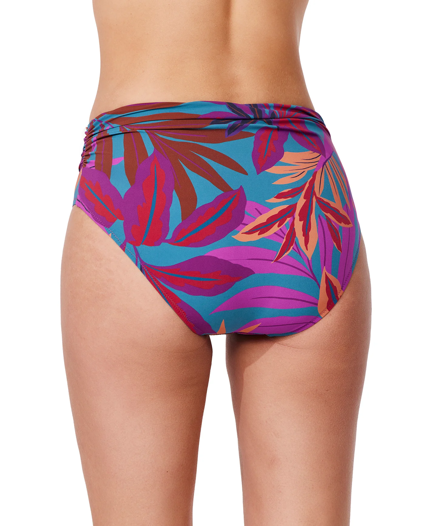 Plantopia Shirred High Waist Swim Bottom-Multi teal - Image 2