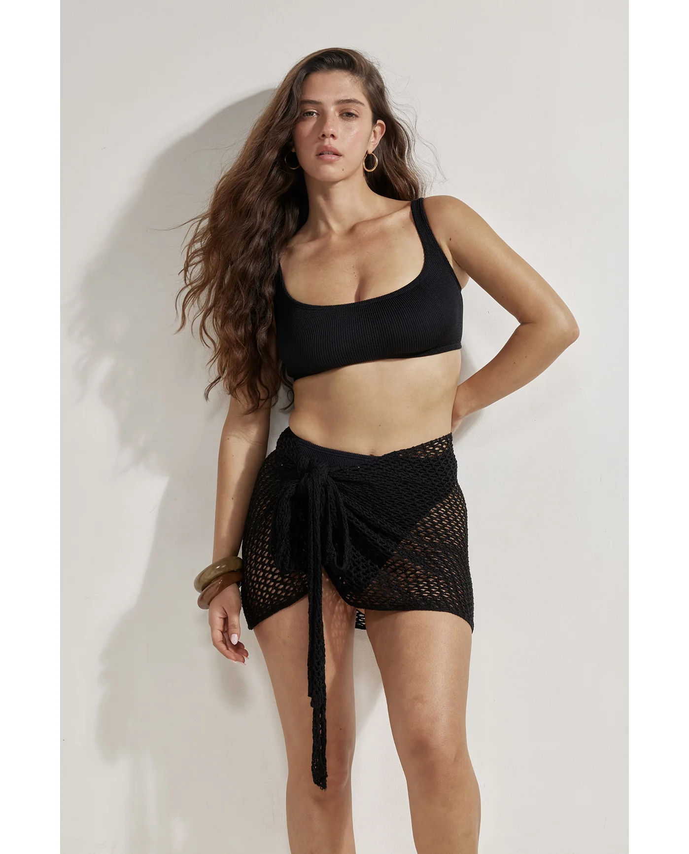 Porto Mini Crochet Pareo Cover-Up-Black - Image 3