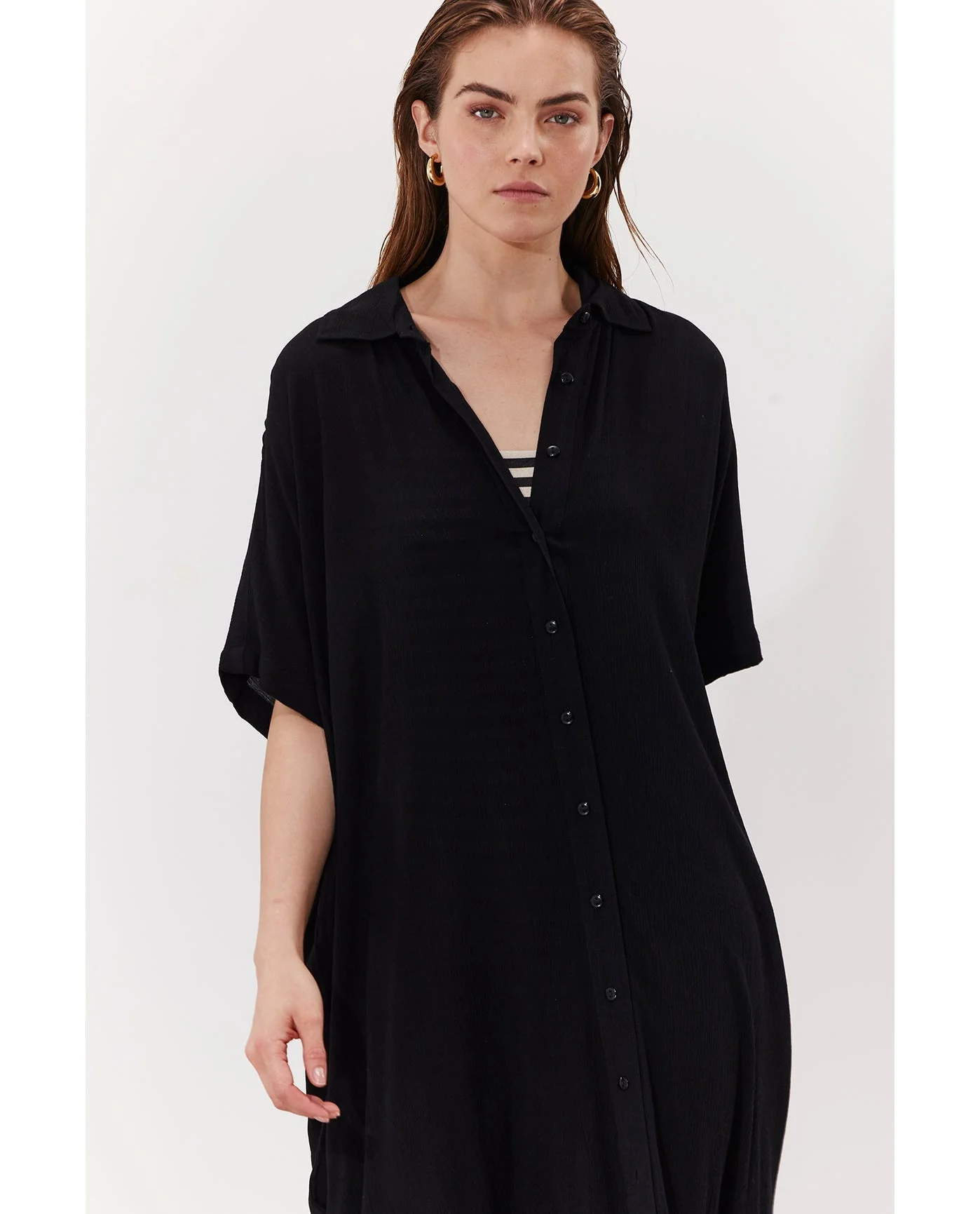 Solena Crêpe Oversized Shirt Dress Cover-Up - Image 2
