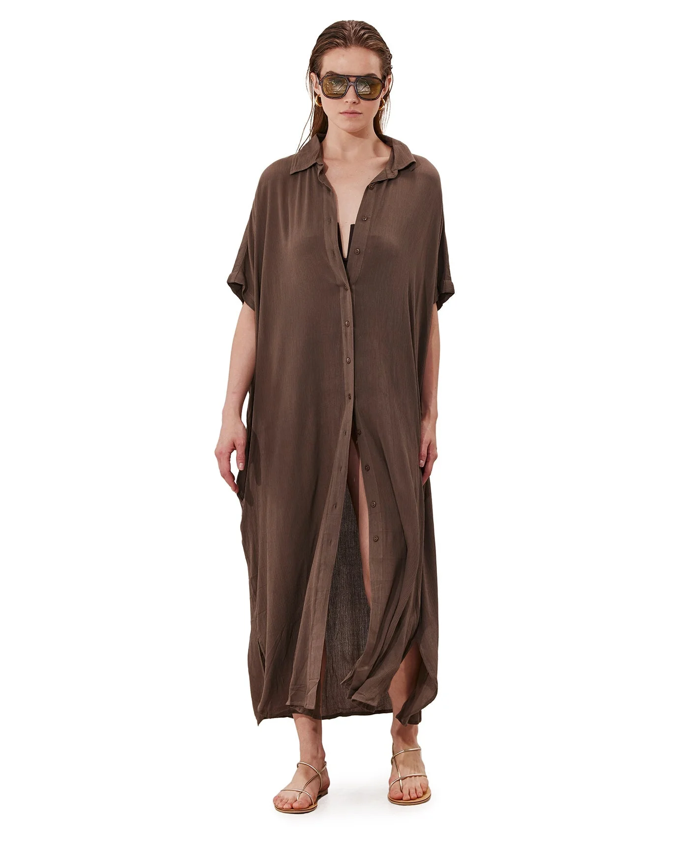 Solena Crêpe Oversized Shirt Dress Cover-Up
