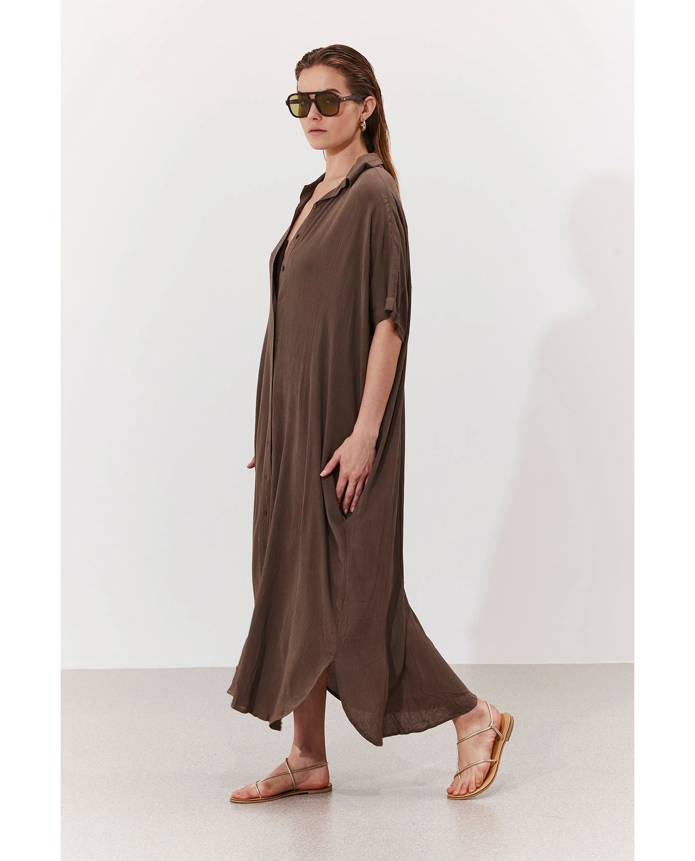 Solena Crêpe Oversized Shirt Dress Cover-Up - Image 3