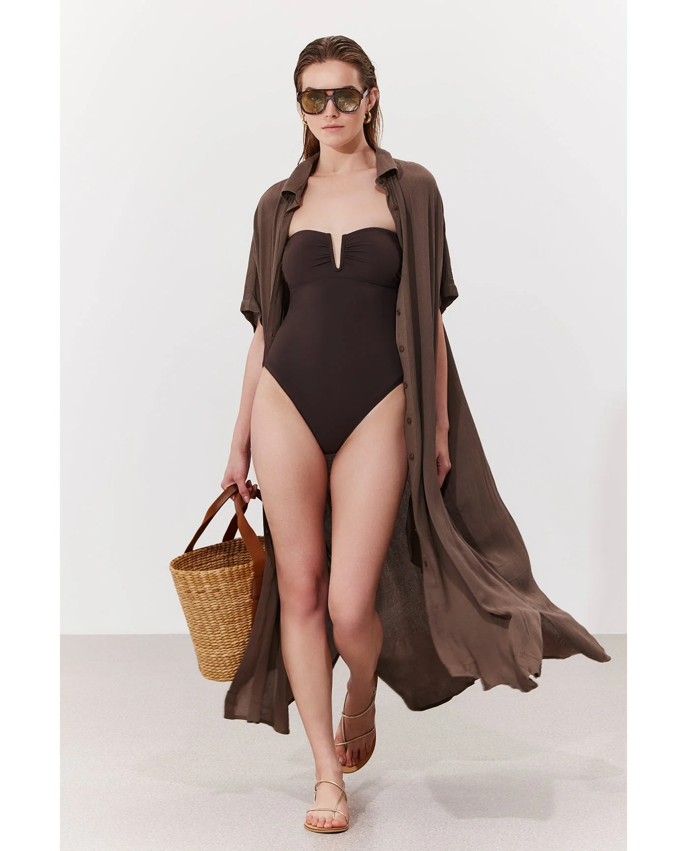 Solena Crêpe Oversized Shirt Dress Cover-Up - Image 4