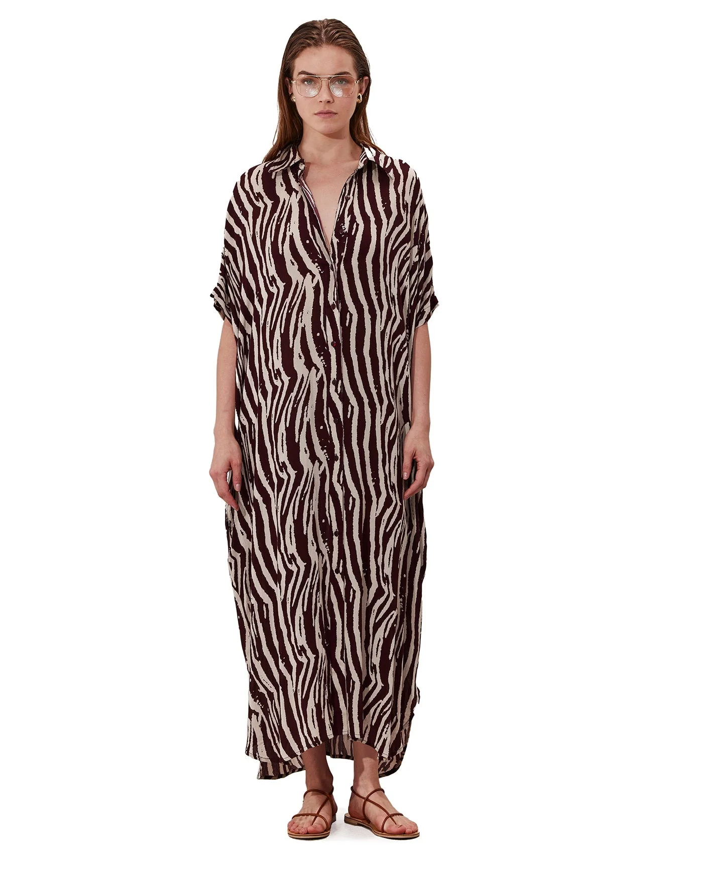 Solena Printed Crêpe Oversized Shirt Dress Cover-Up
