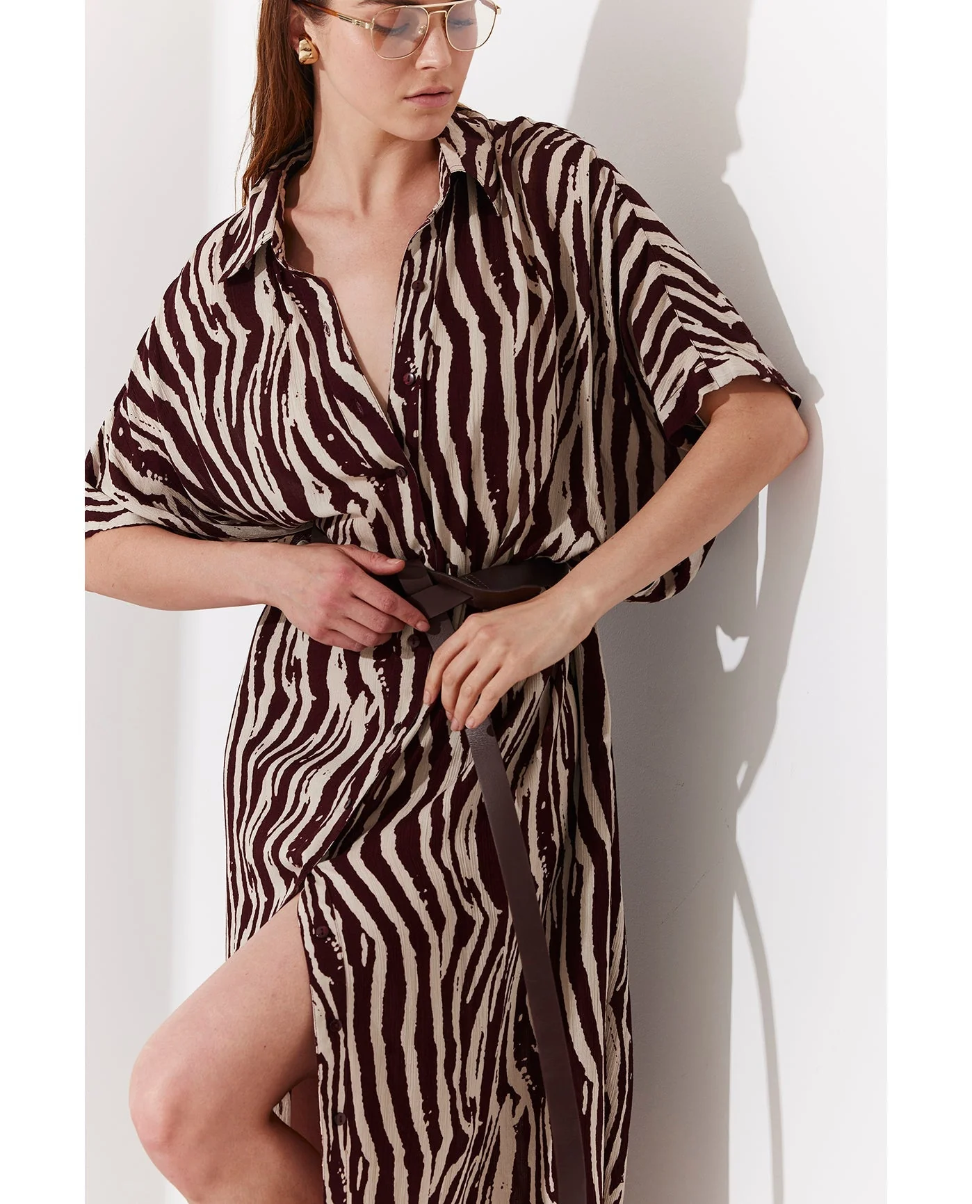 Solena Printed Crêpe Oversized Shirt Dress Cover-Up - Image 5