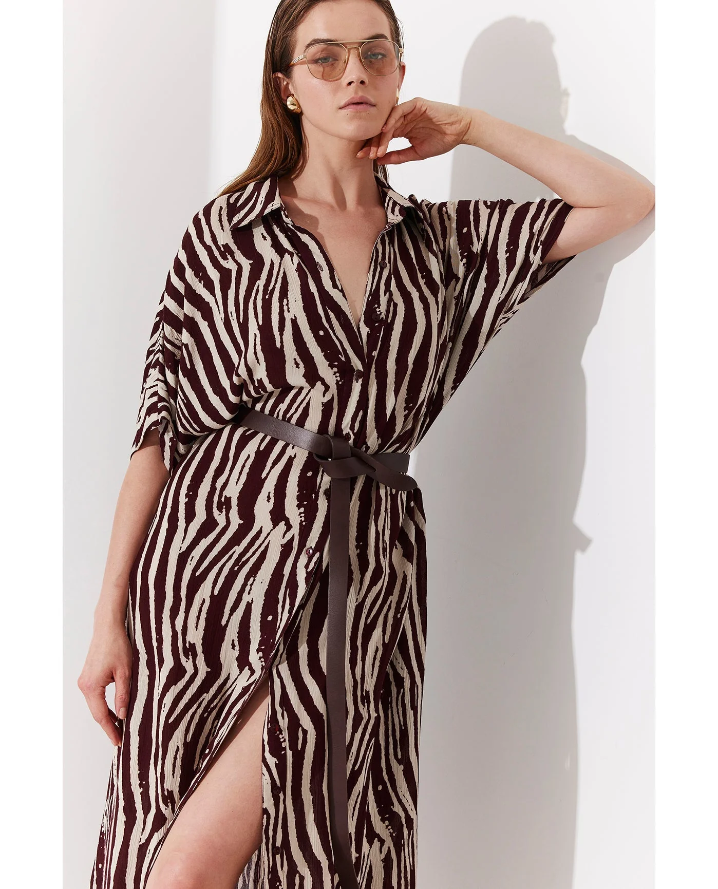 Solena Printed Crêpe Oversized Shirt Dress Cover-Up - Image 7