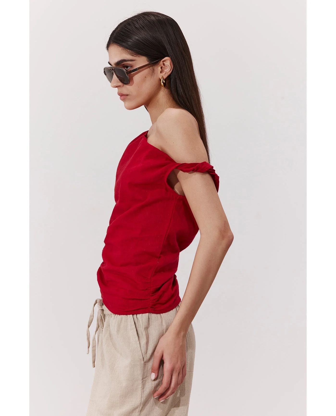 Terra One Shoulder Beach Shirt Cover-Up - Image 3