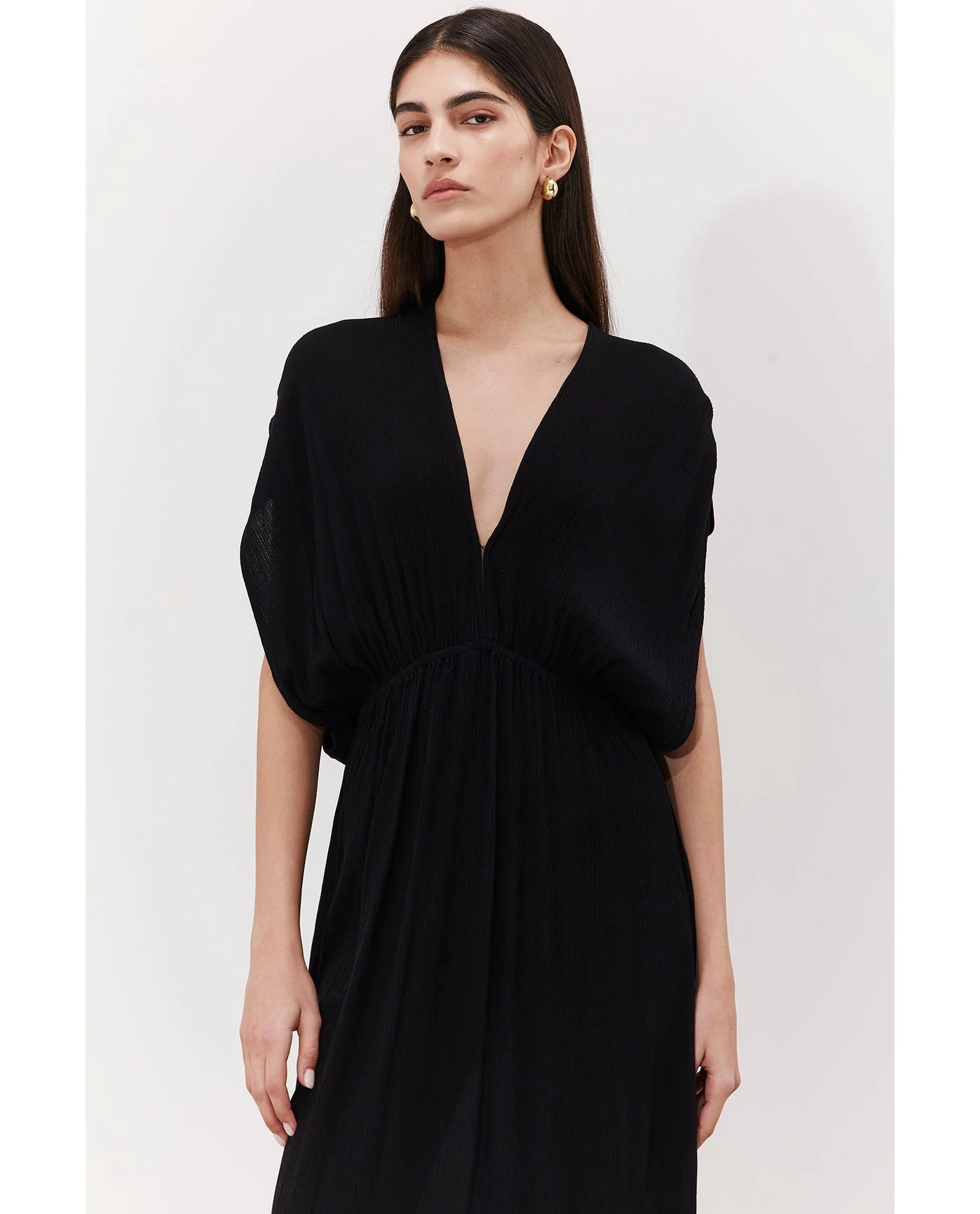Solena Crêpe V Neck Open Back Midi Dress Cover-Up - Image 2