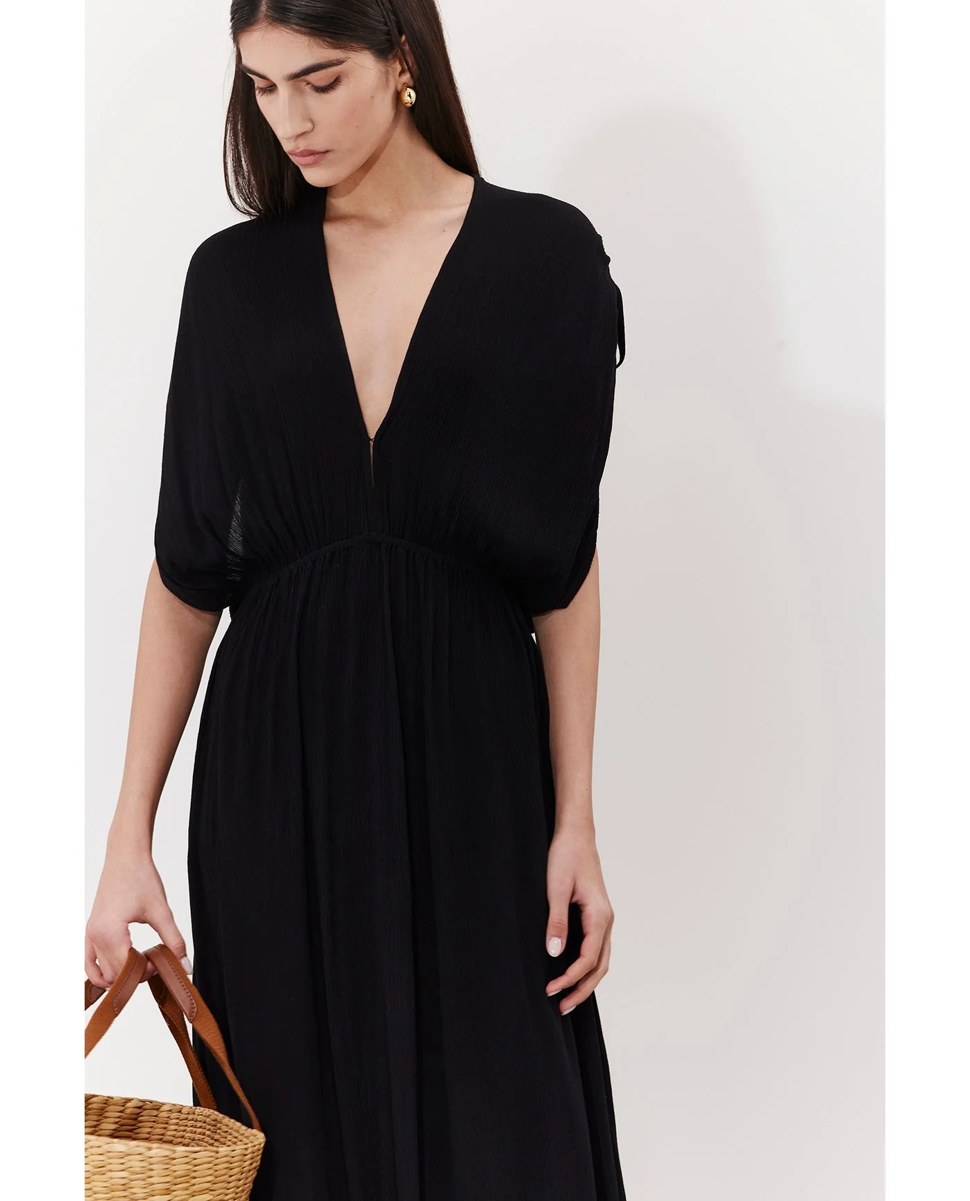 Solena Crêpe V Neck Open Back Midi Dress Cover-Up - Image 3
