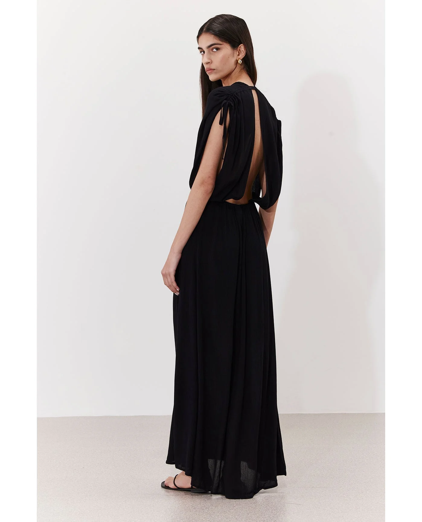 Solena Crêpe V Neck Open Back Midi Dress Cover-Up - Image 6
