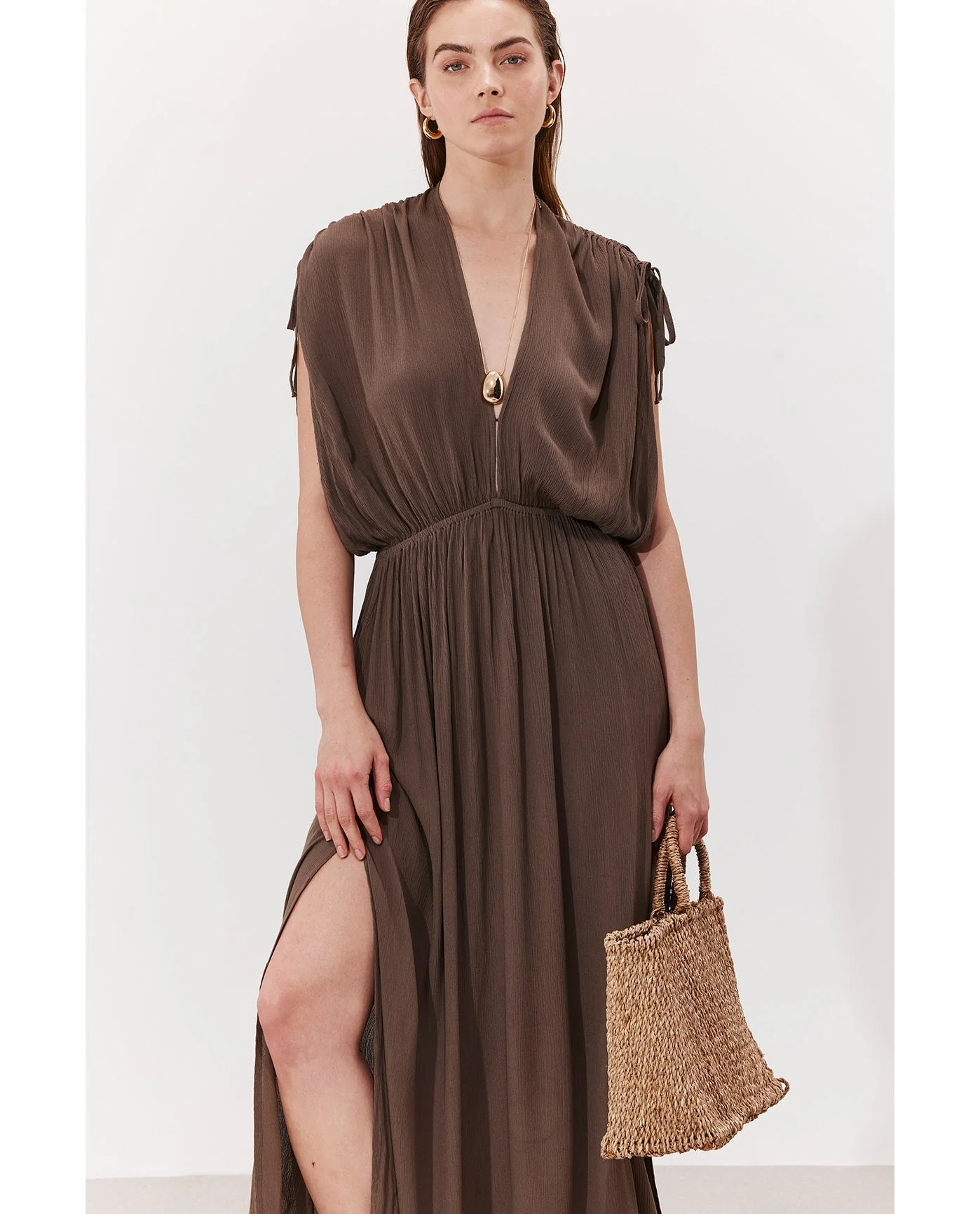Solena Crêpe V Neck Open Back Midi Dress Cover-Up - Image 6