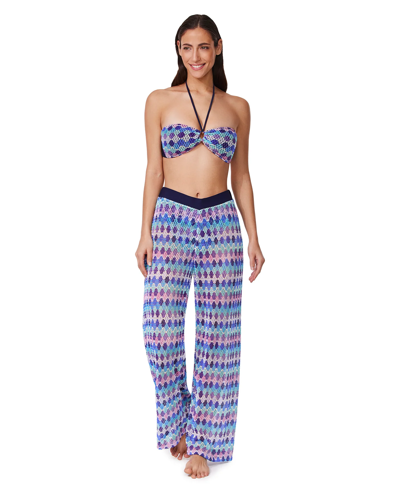 Retro Riviera Netted Crochet Beach Pant Cover-Up Multi