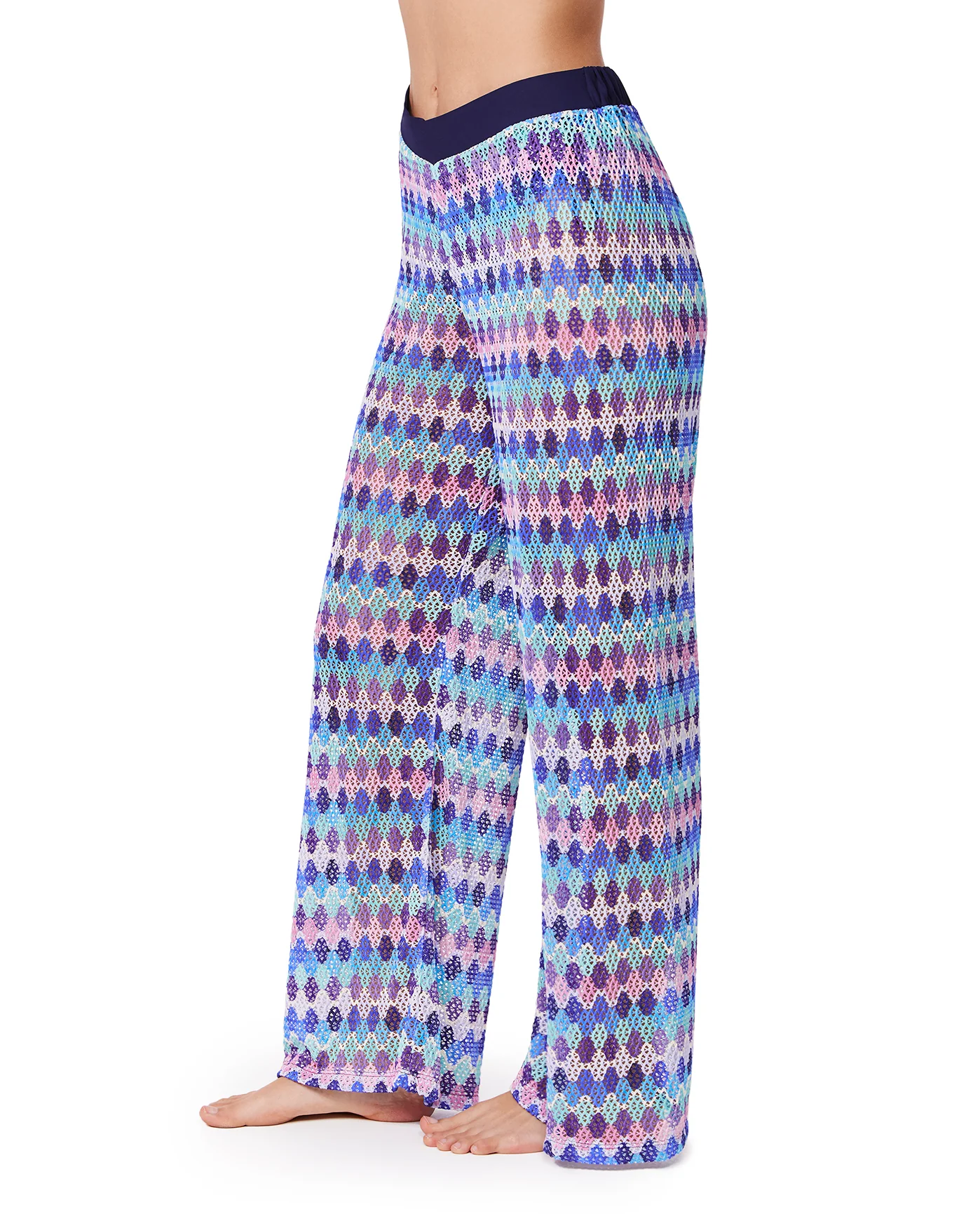 Retro Riviera Netted Crochet Beach Pant Cover-Up Multi - Image 6