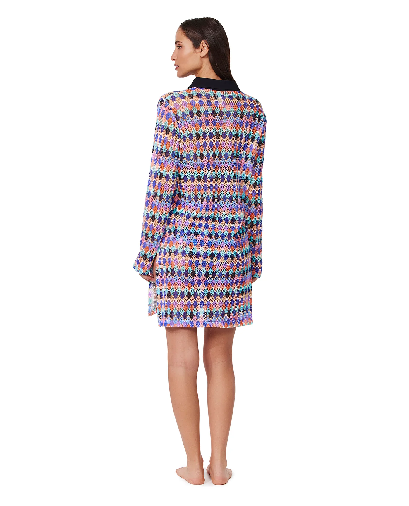 Retro Riviera Netted Crochet Buttoned Tunic Cover-Up - Image 5