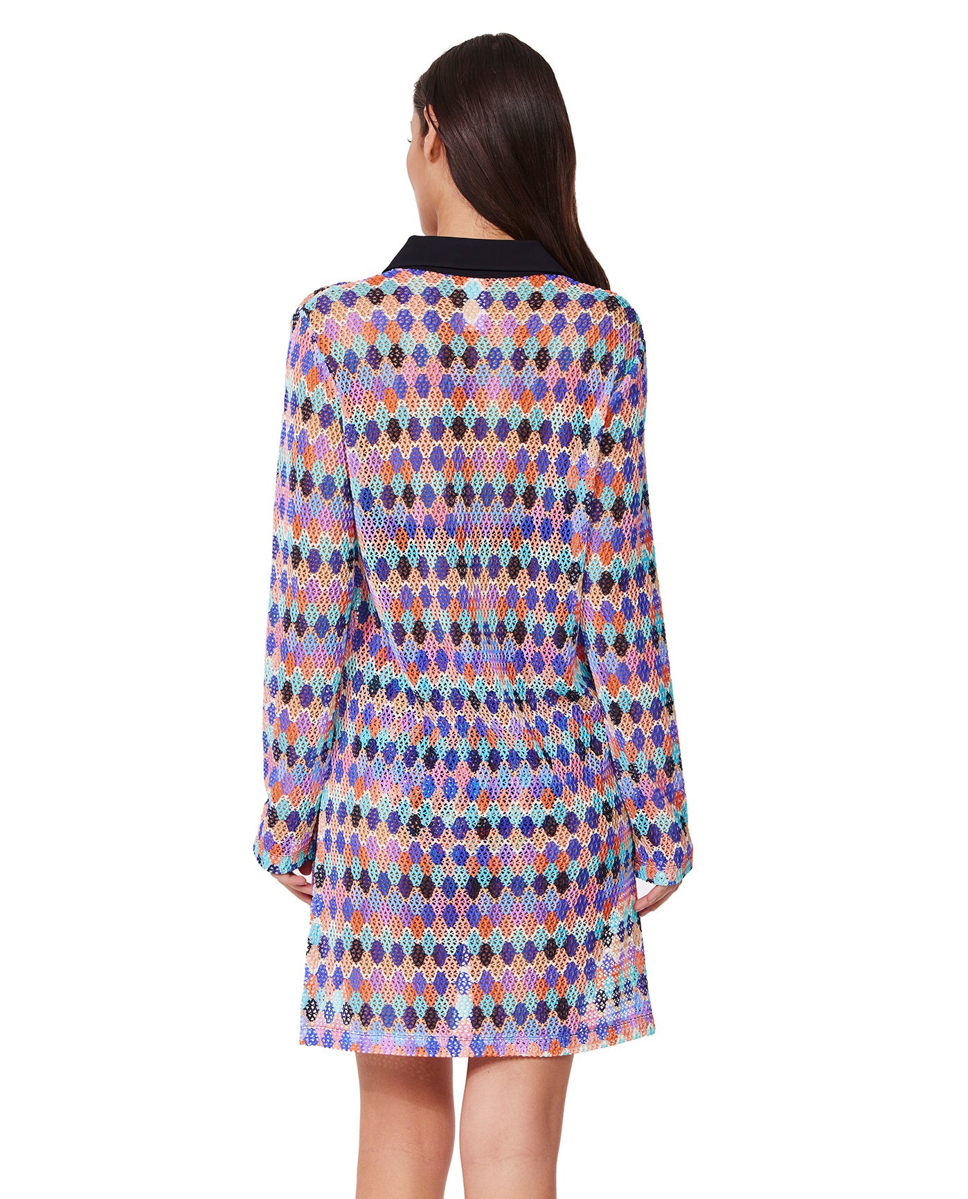 Retro Riviera Netted Crochet Buttoned Tunic Cover-Up - Image 6