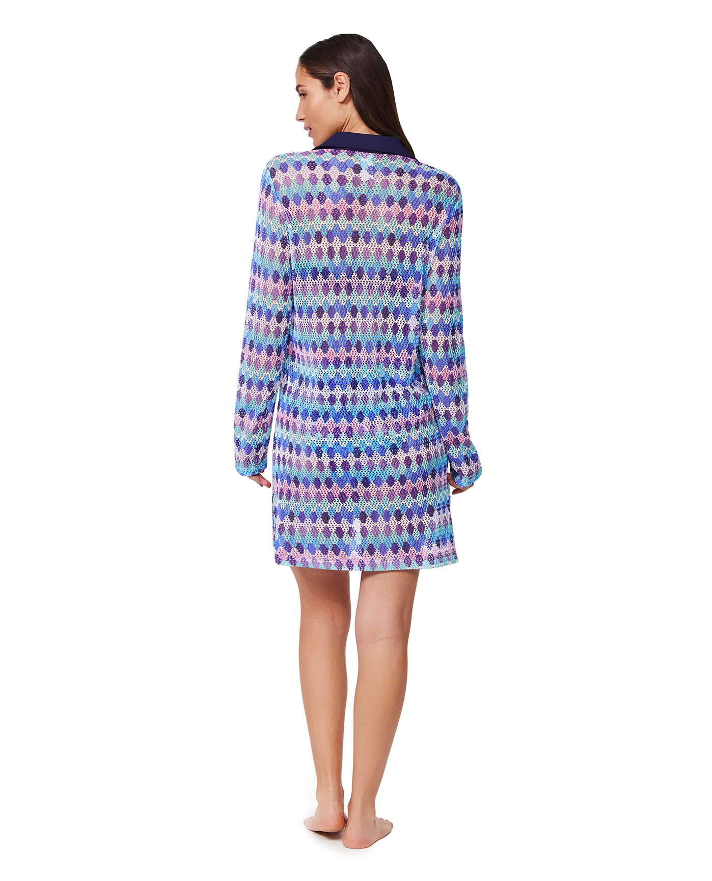 Retro Riviera Netted Crochet Buttoned Tunic Cover-Up - Image 5