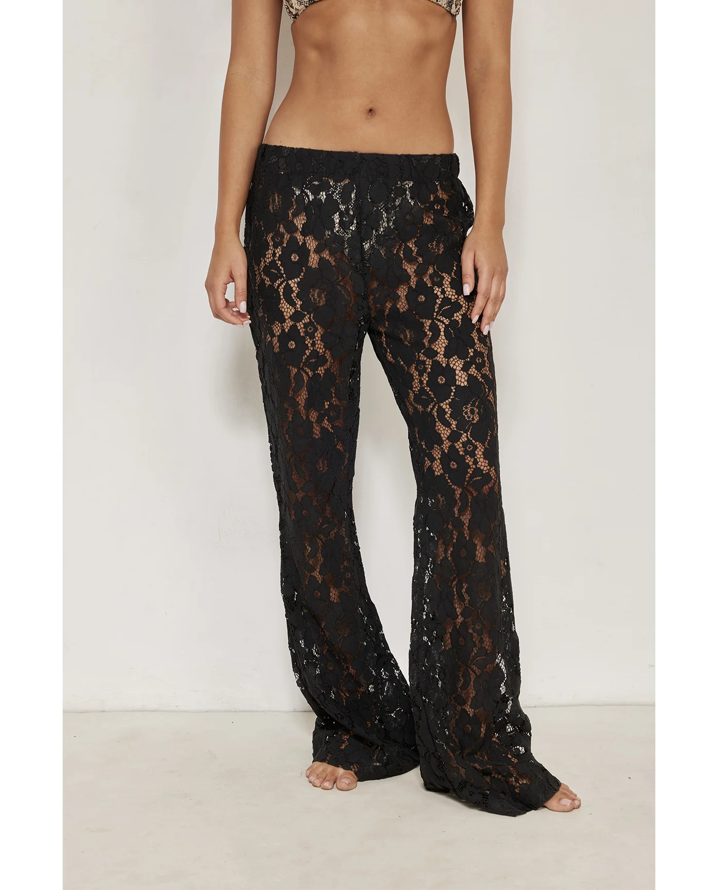 Saint Tropez Floral Lace Cover-Up Pants-Black - Image 3