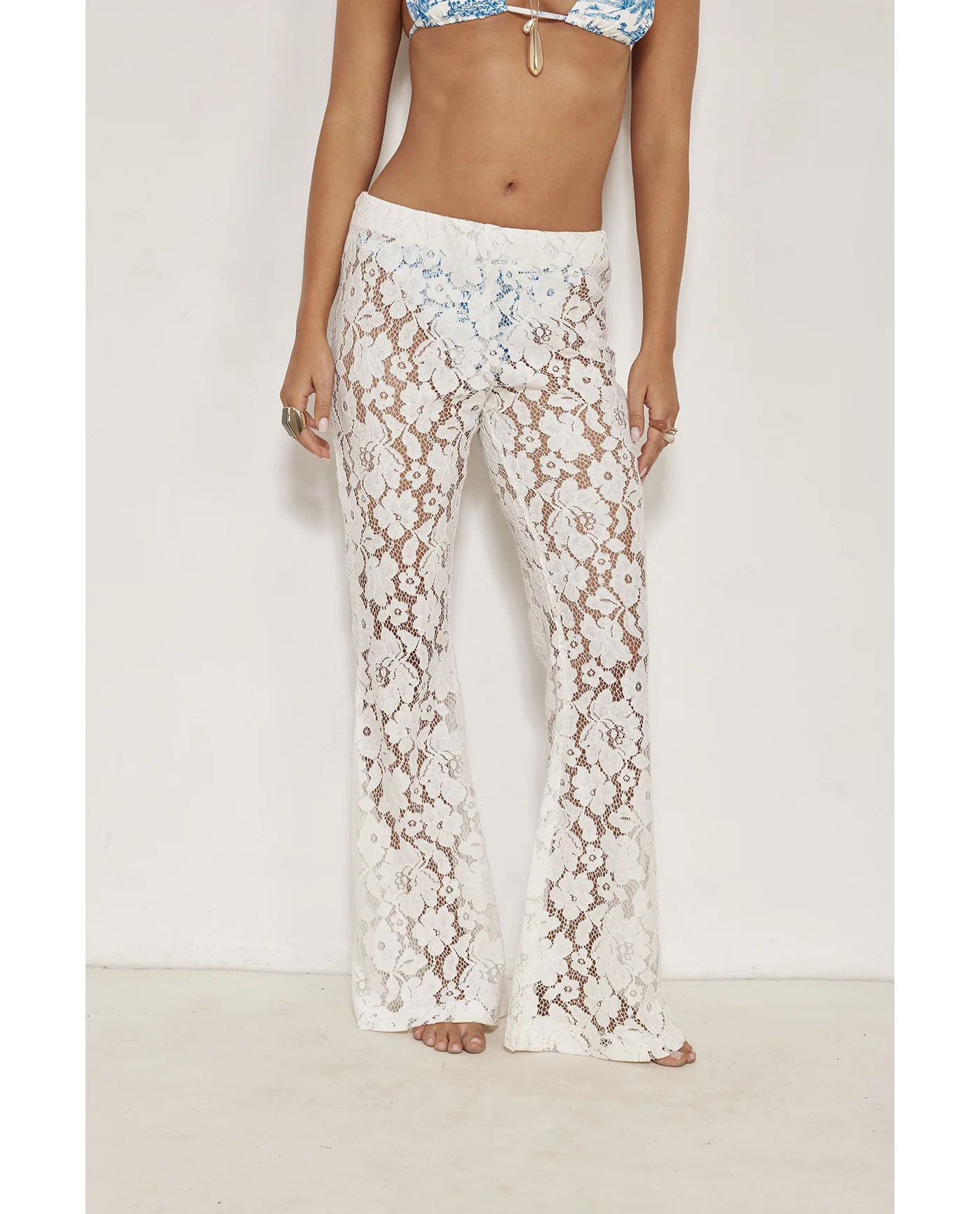 Saint Tropez Floral Lace Cover-Up Pants-White - Image 3