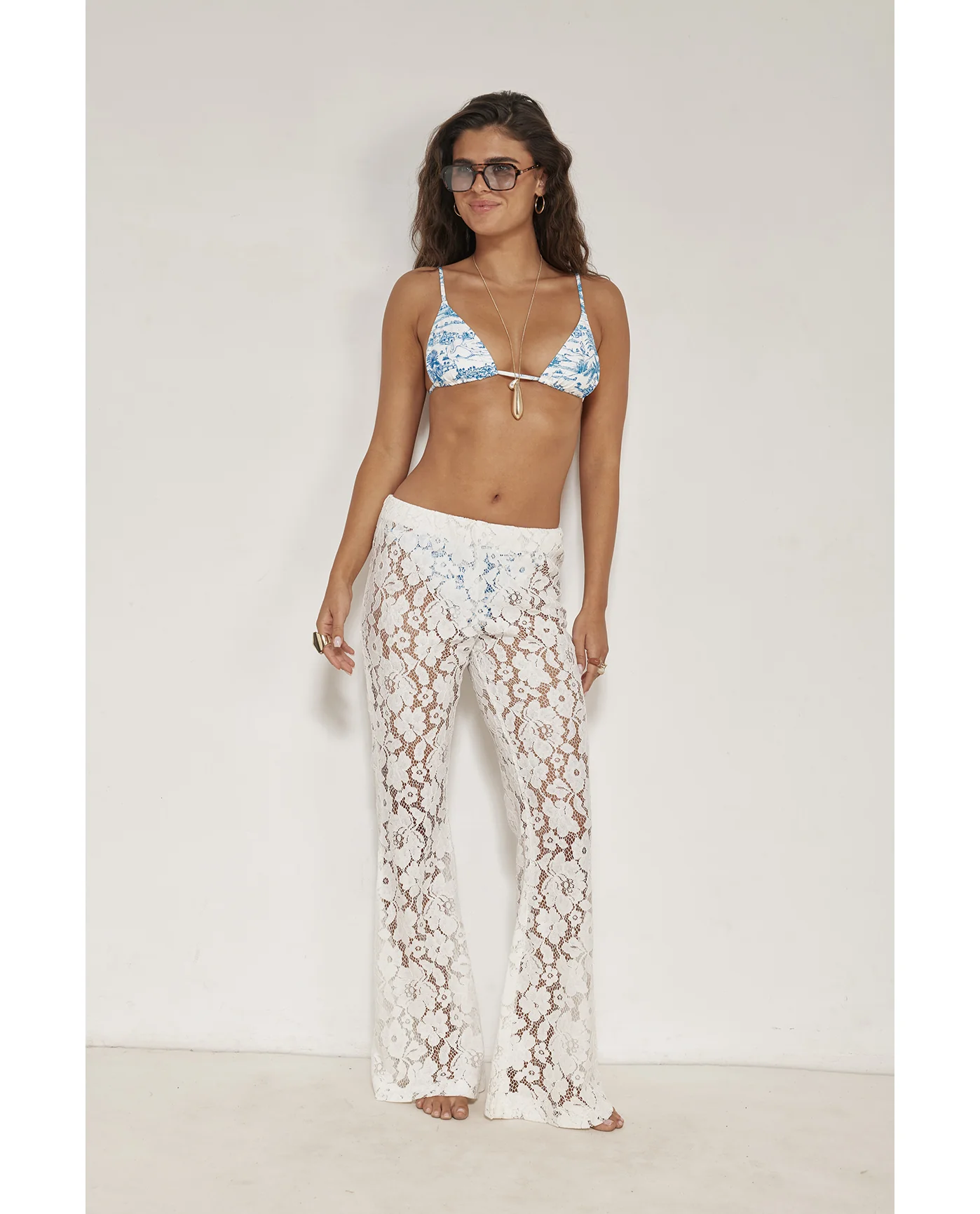 Saint Tropez Floral Lace Cover-Up Pants-White - Image 5