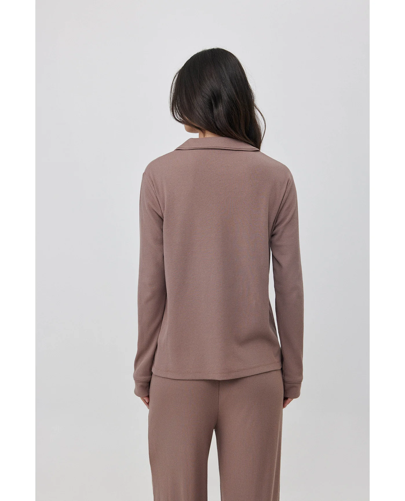 Sandy Days Button Up Loungewear Top -Coffee - Image 2