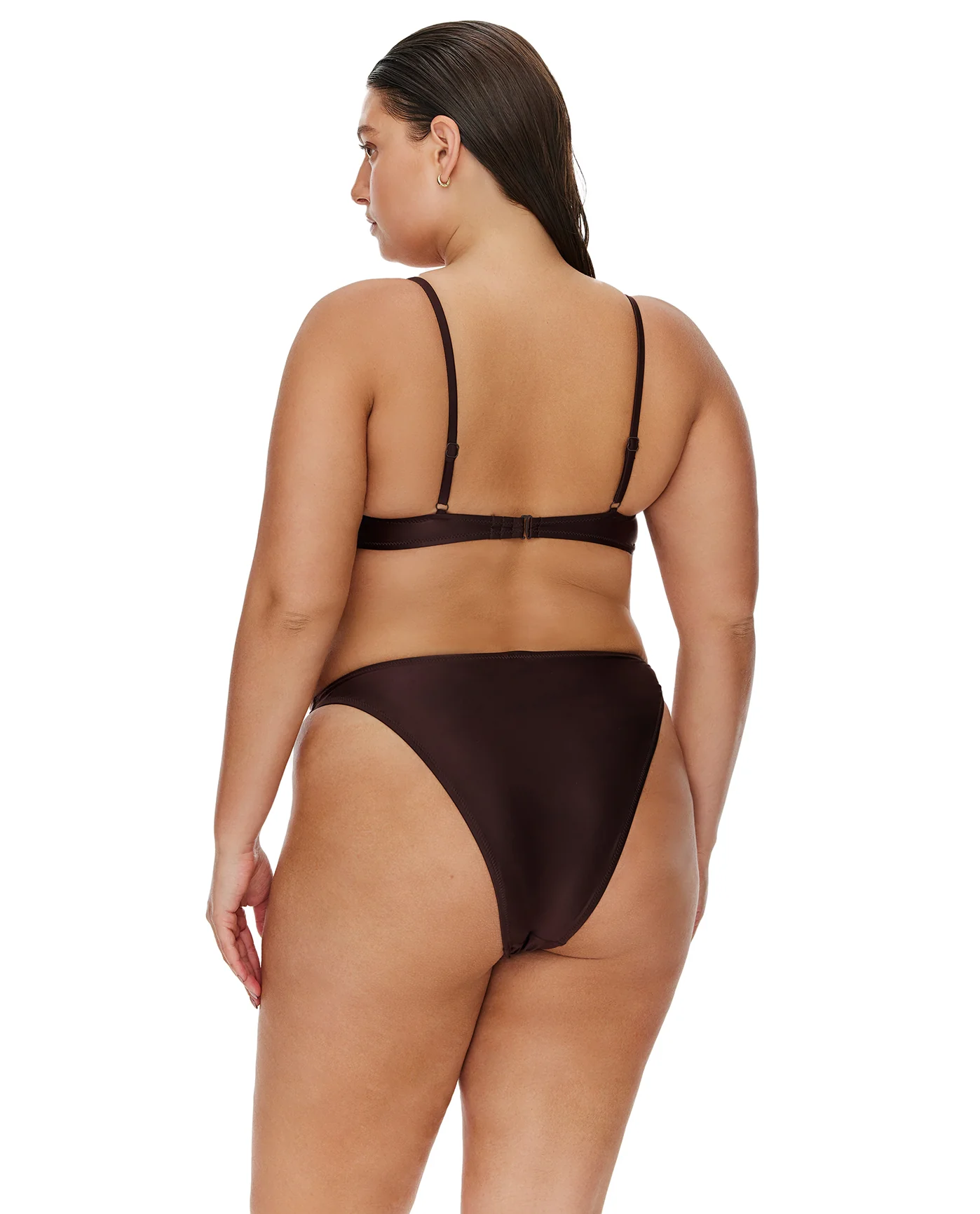 Satin Touch Underwire Bikini Top-Brown - Image 5