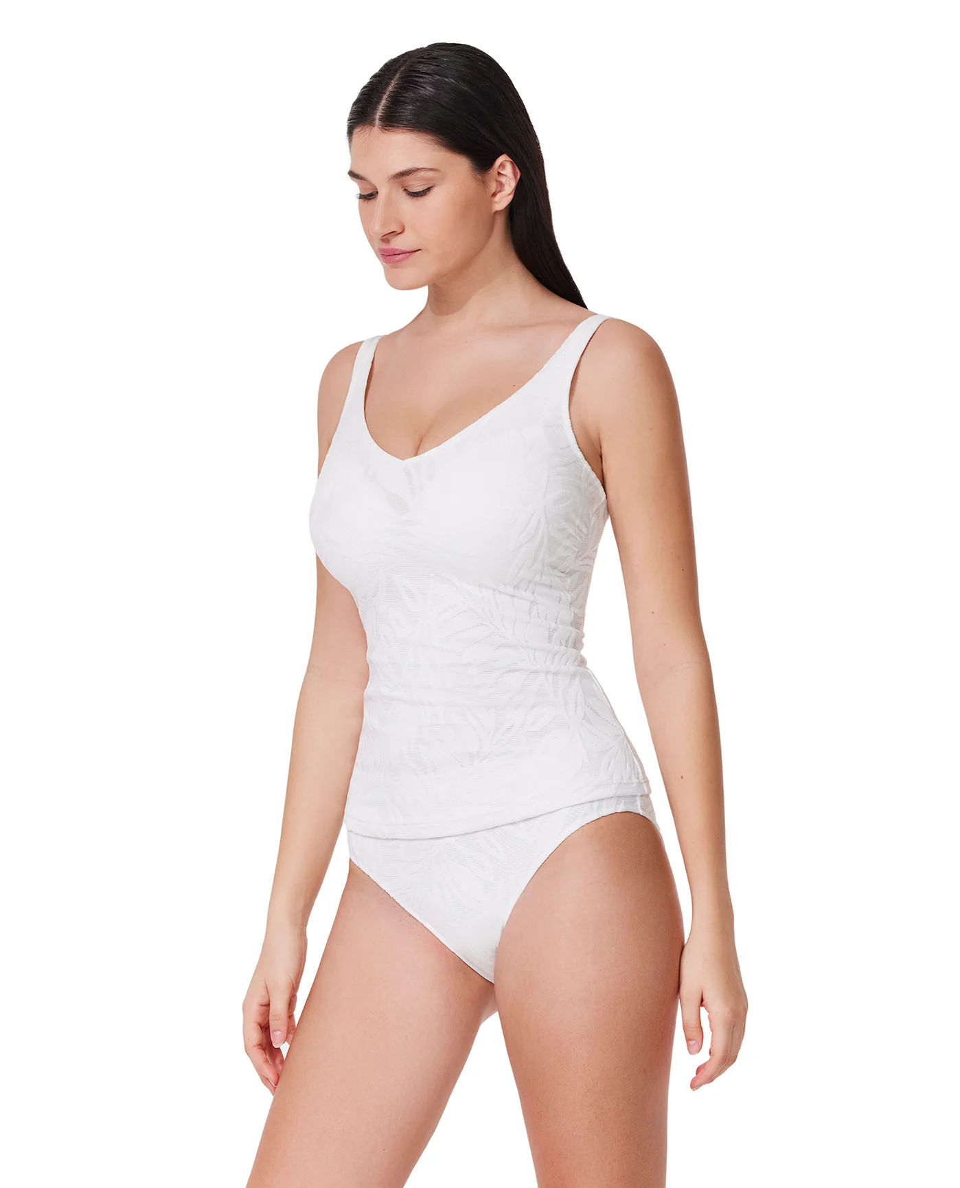 Skyfall Textured V-Neck D-Cup Tankini Top - Image 4