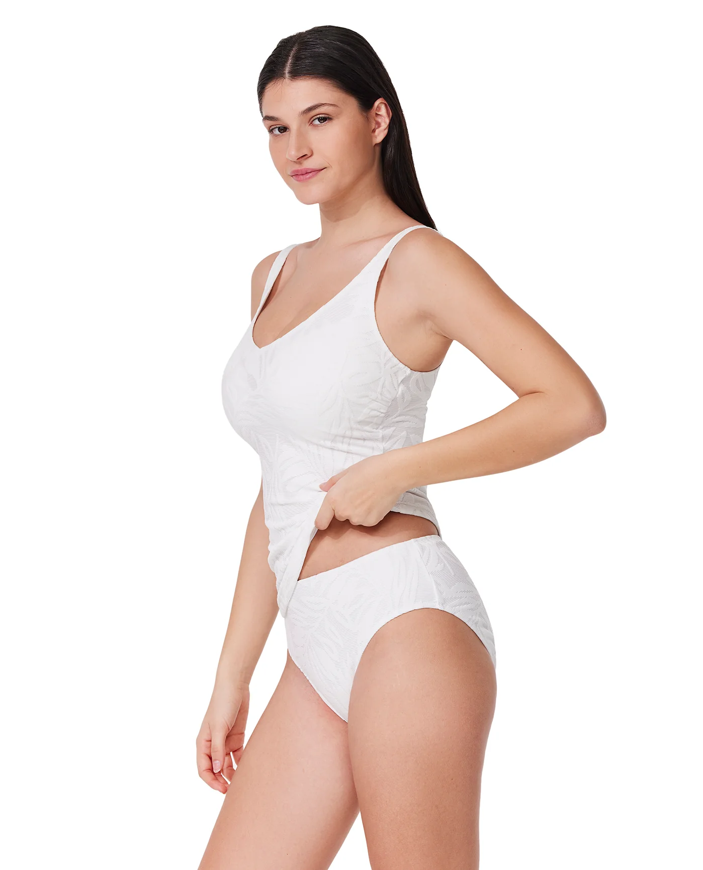 Skyfall Textured V-Neck D-Cup Tankini Top - Image 5