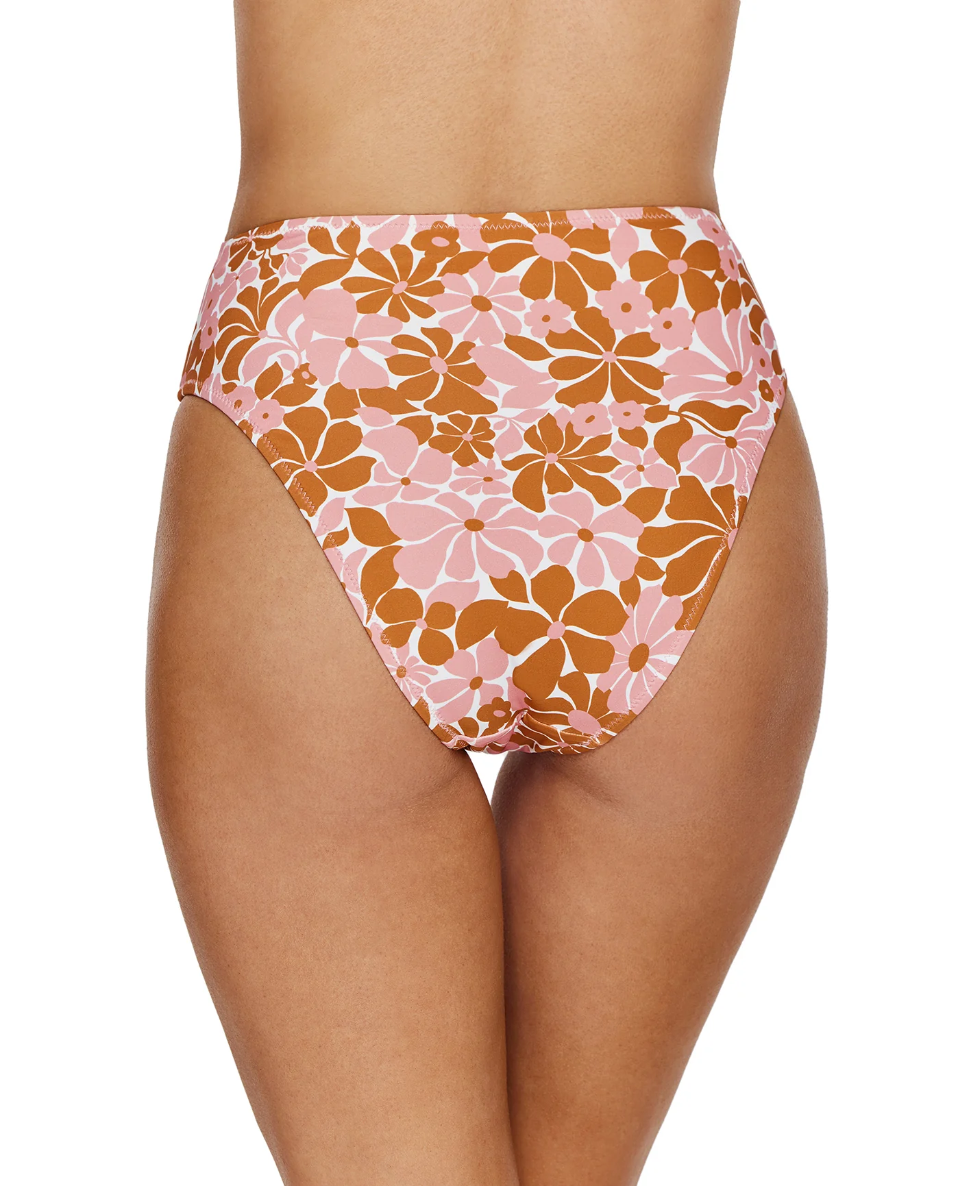 Summer Memories High Waist Bikini Bottom -Pink/brn - Image 2