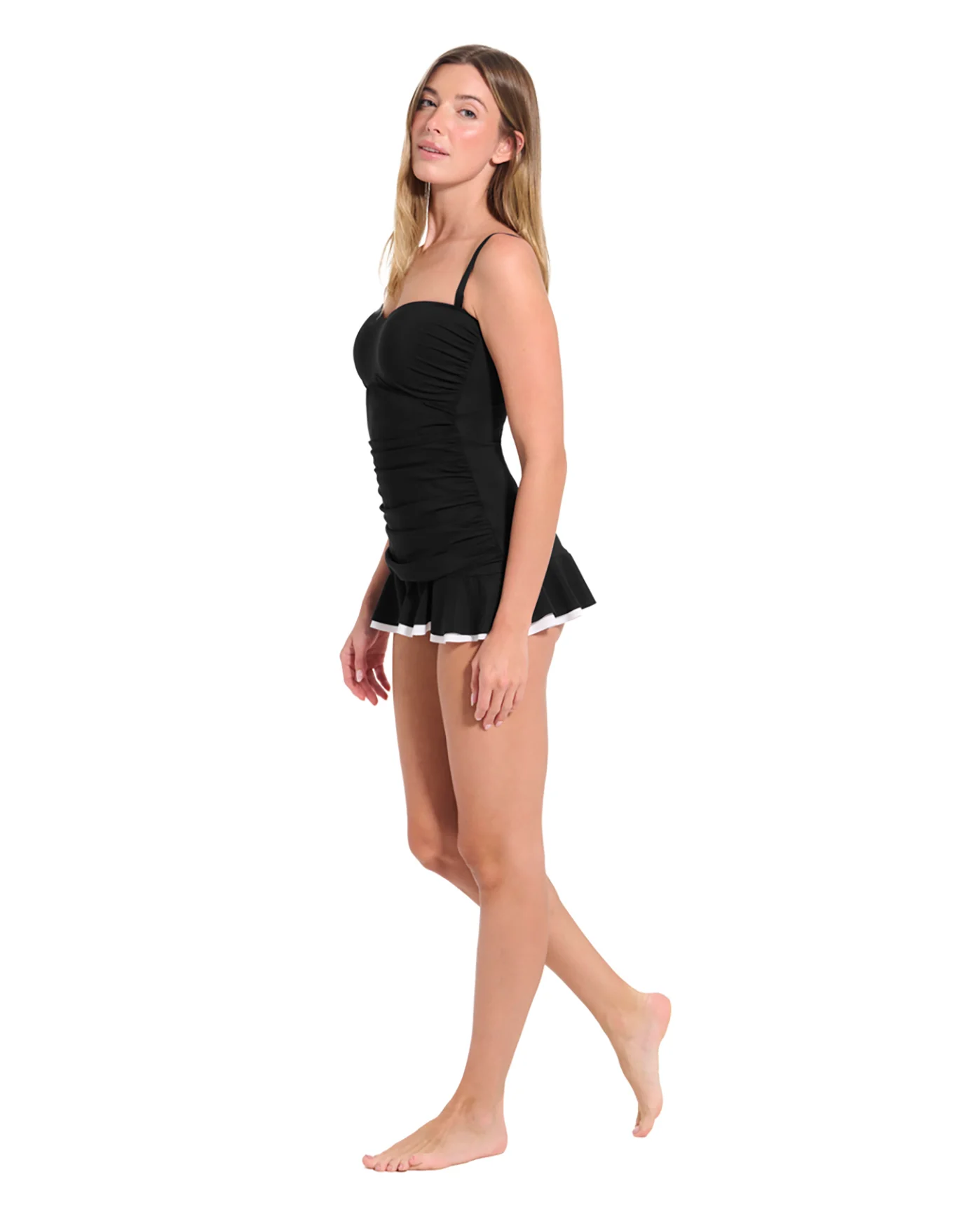 Sweetheart Ruched Swimdress -Black - Image 6