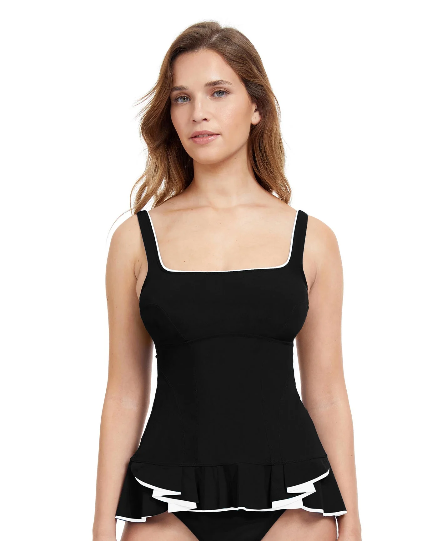 Belle Curve D-Cup Scoop Neck Underwire Tankini Top