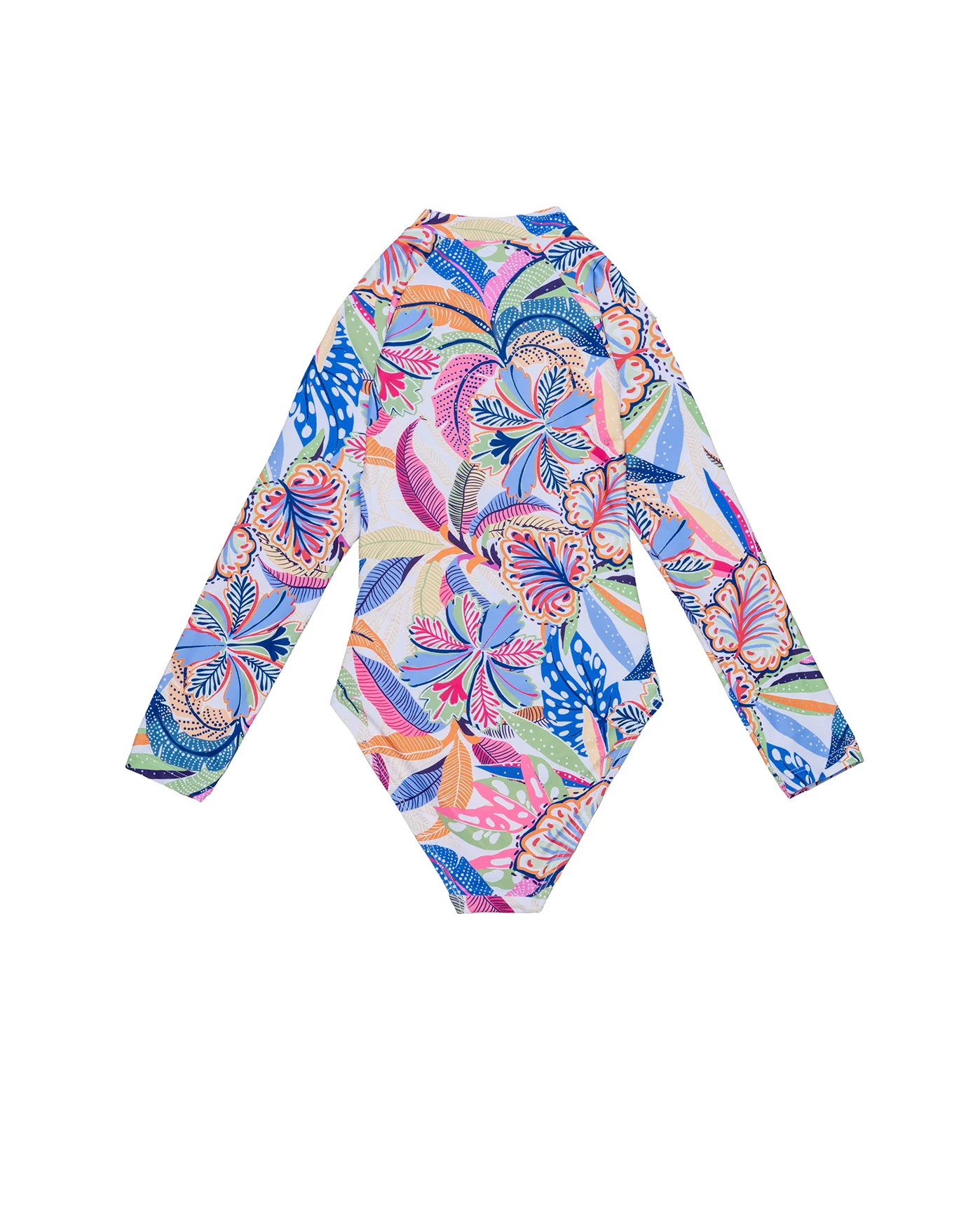 Tropic Fun Long Sleeve Zip Front One Piece-Multi - Image 2