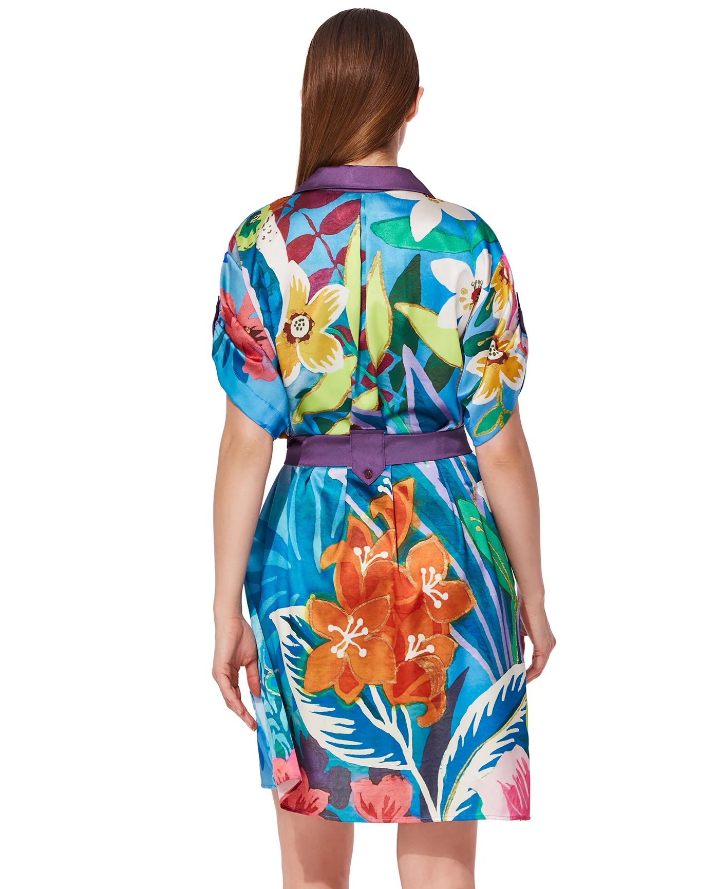 Tropicana Belted Short Sleeve Shirt Dress Cover-Up-Multi - Image 3