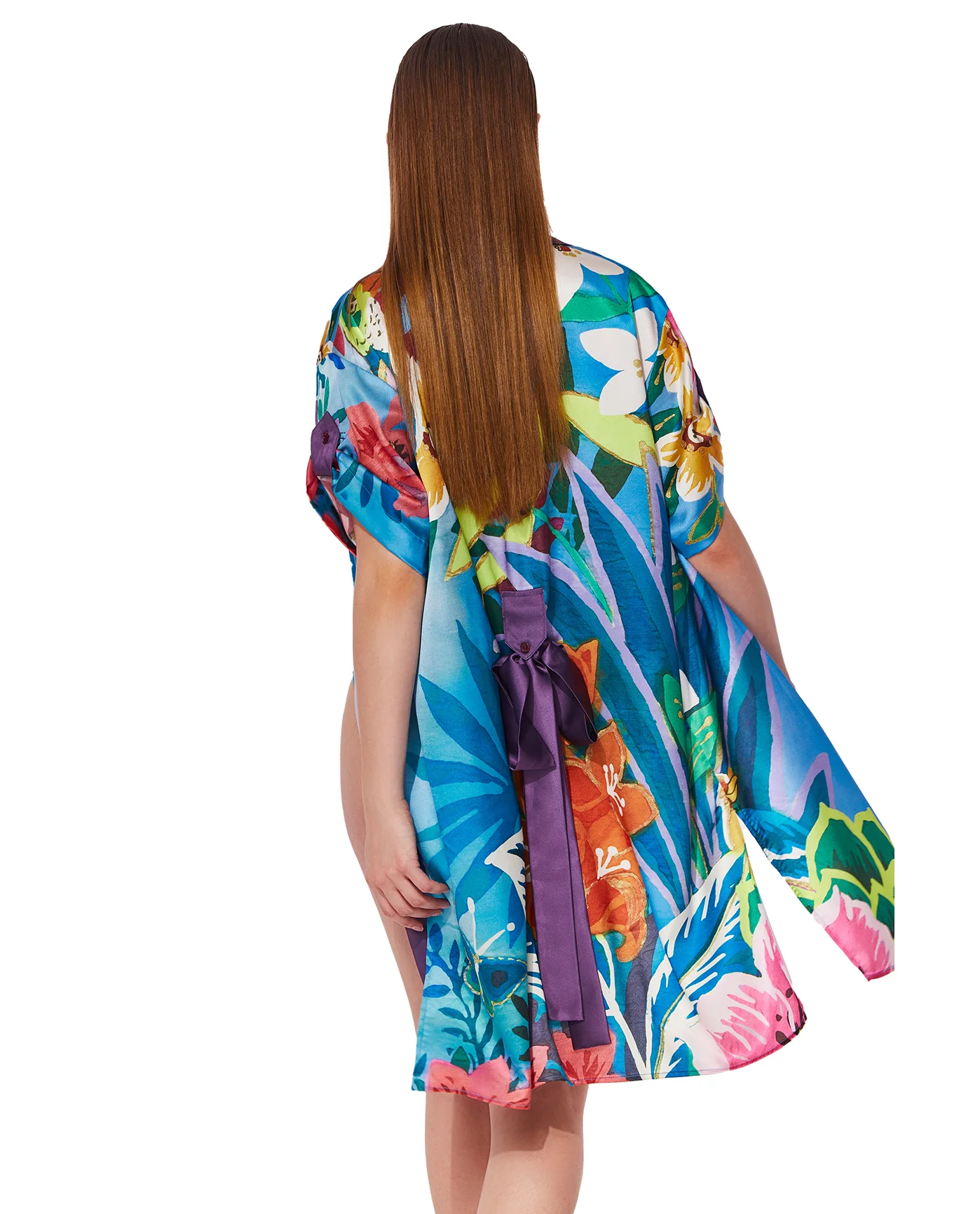 Tropicana Belted Short Sleeve Shirt Dress Cover-Up-Multi - Image 4