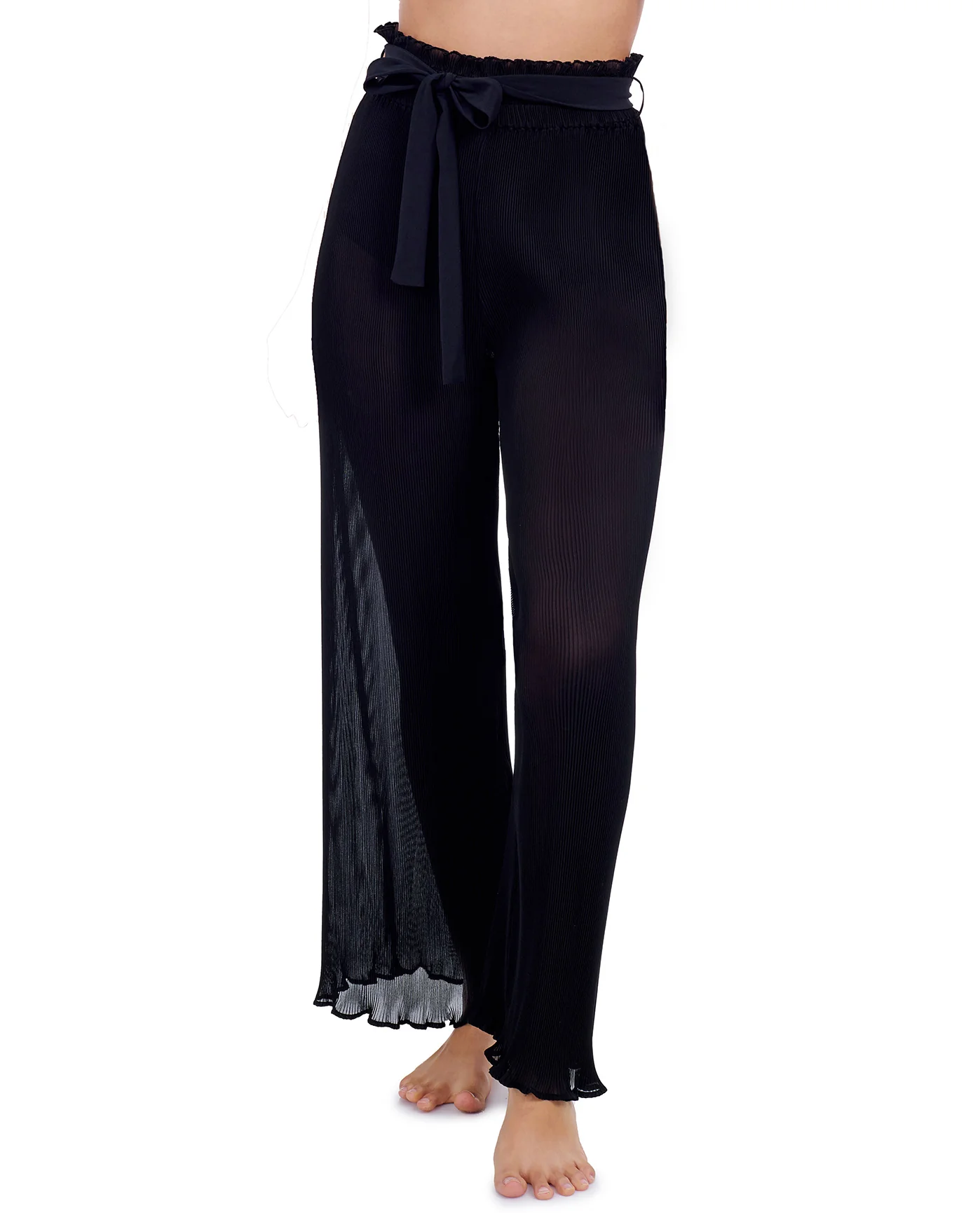 Tutti Frutti Pleated Sheer Pant Cover-Up-Black - Image 4